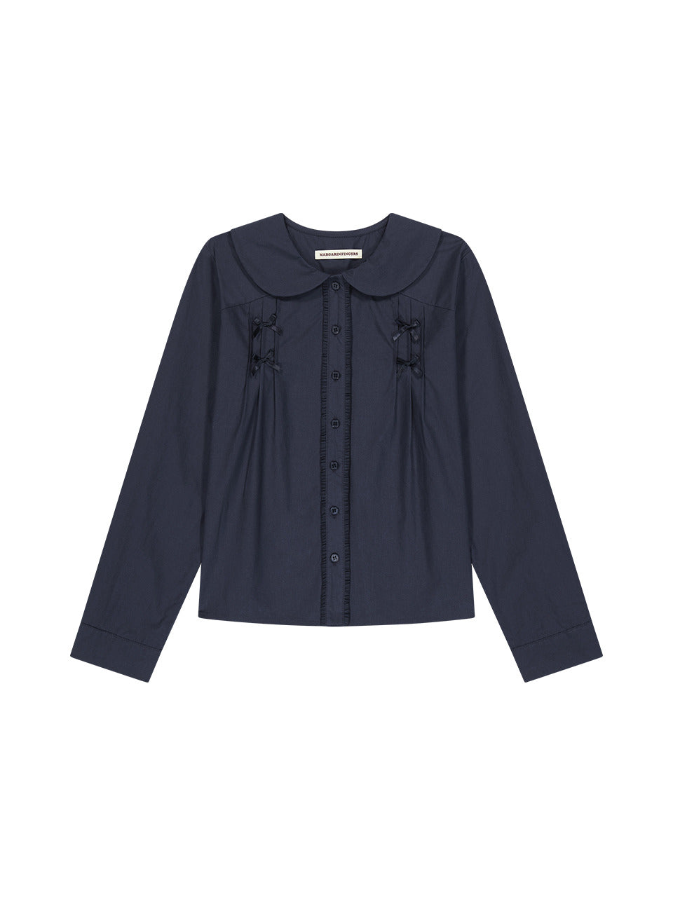 Margarin Fingers - Ribbon Pintuck Blouse (Navy) product image 2 | TRAB K-Fashion Australia