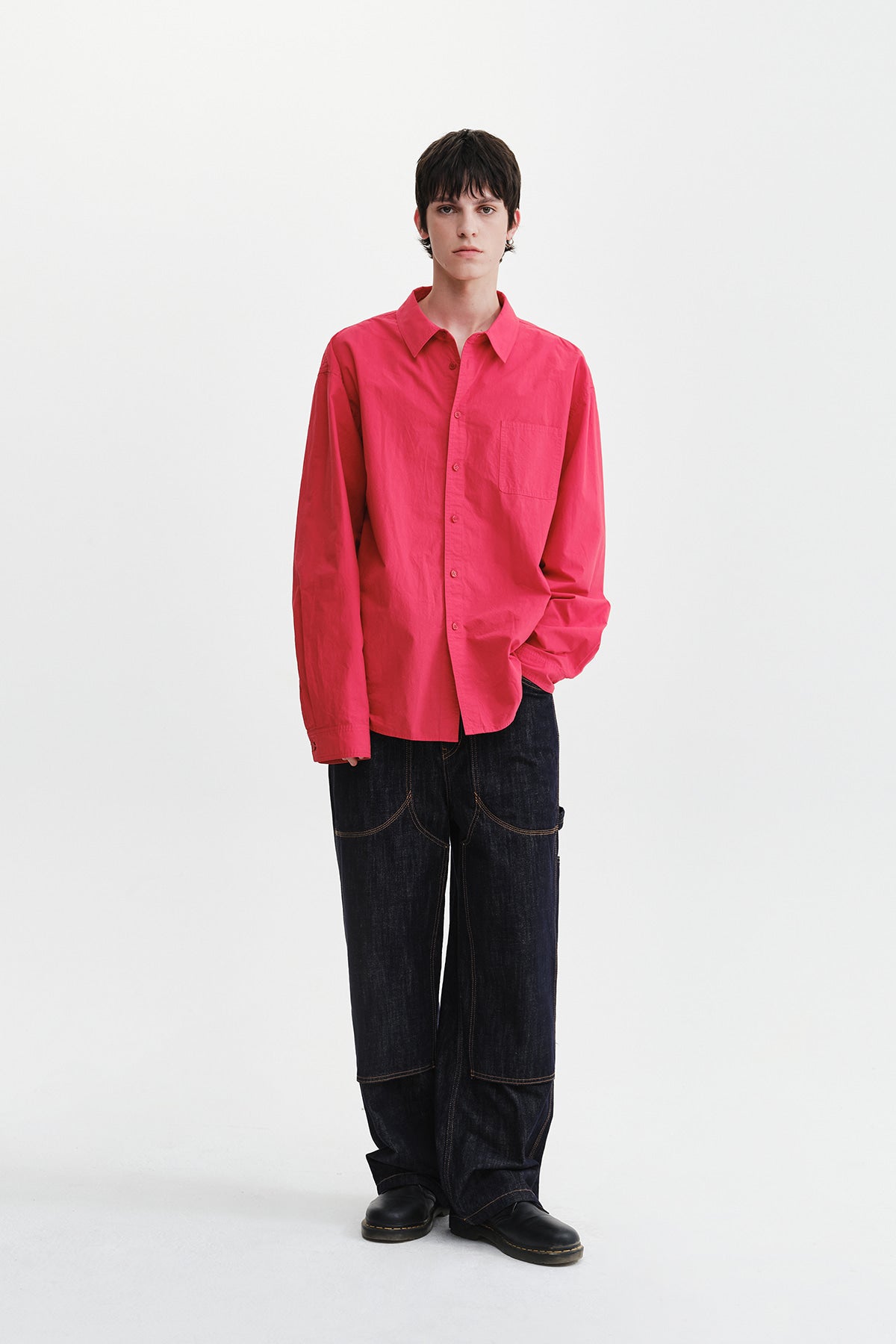 Matin Kim - Washed Cotton Pocket Shirt (Red) product image 10 | TRAB K-Fashion Australia