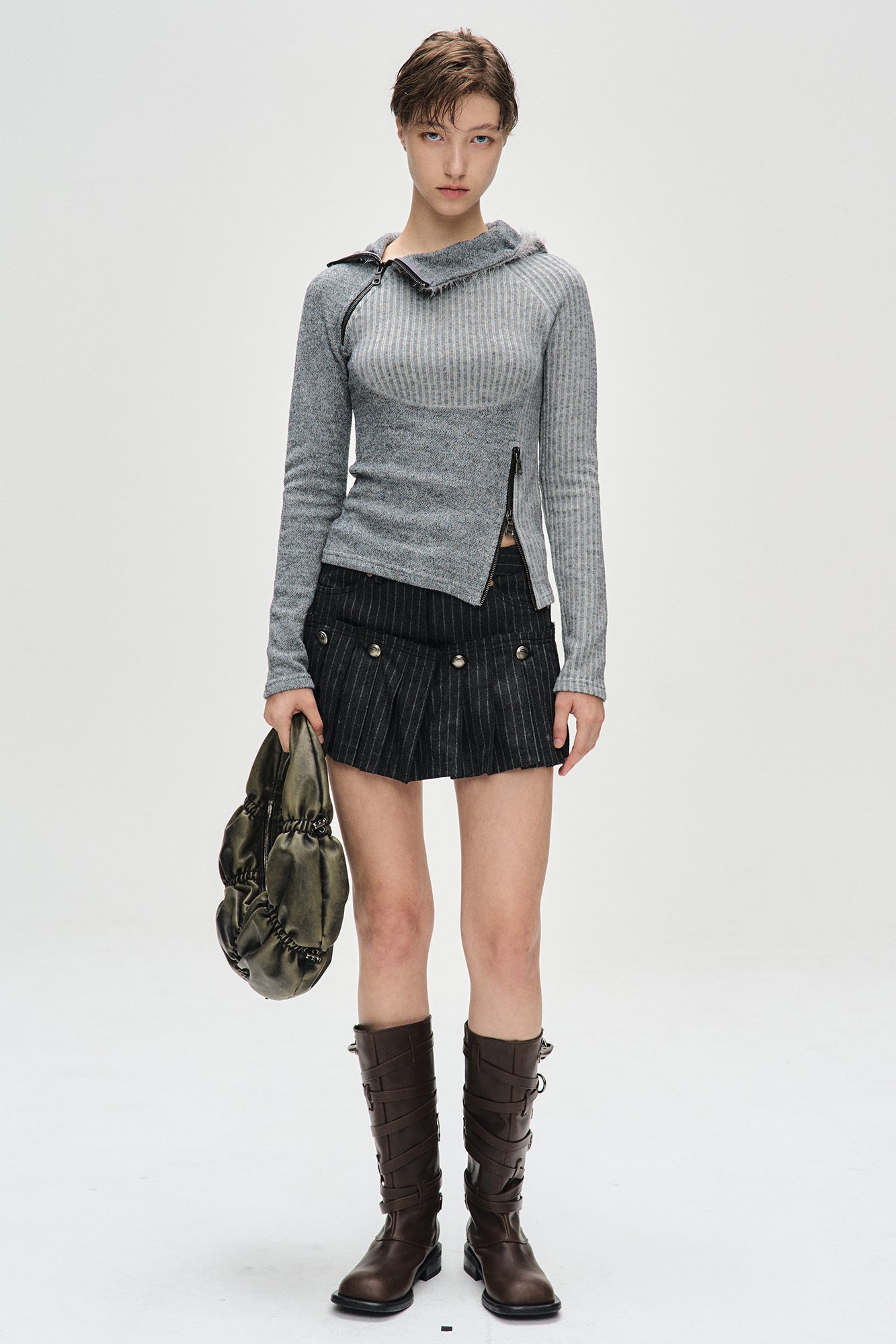 Andersson Bell - (essential) Tight Ribbed Combination Hoodie (Essential) product image 5 | TRAB K-Fashion Australia