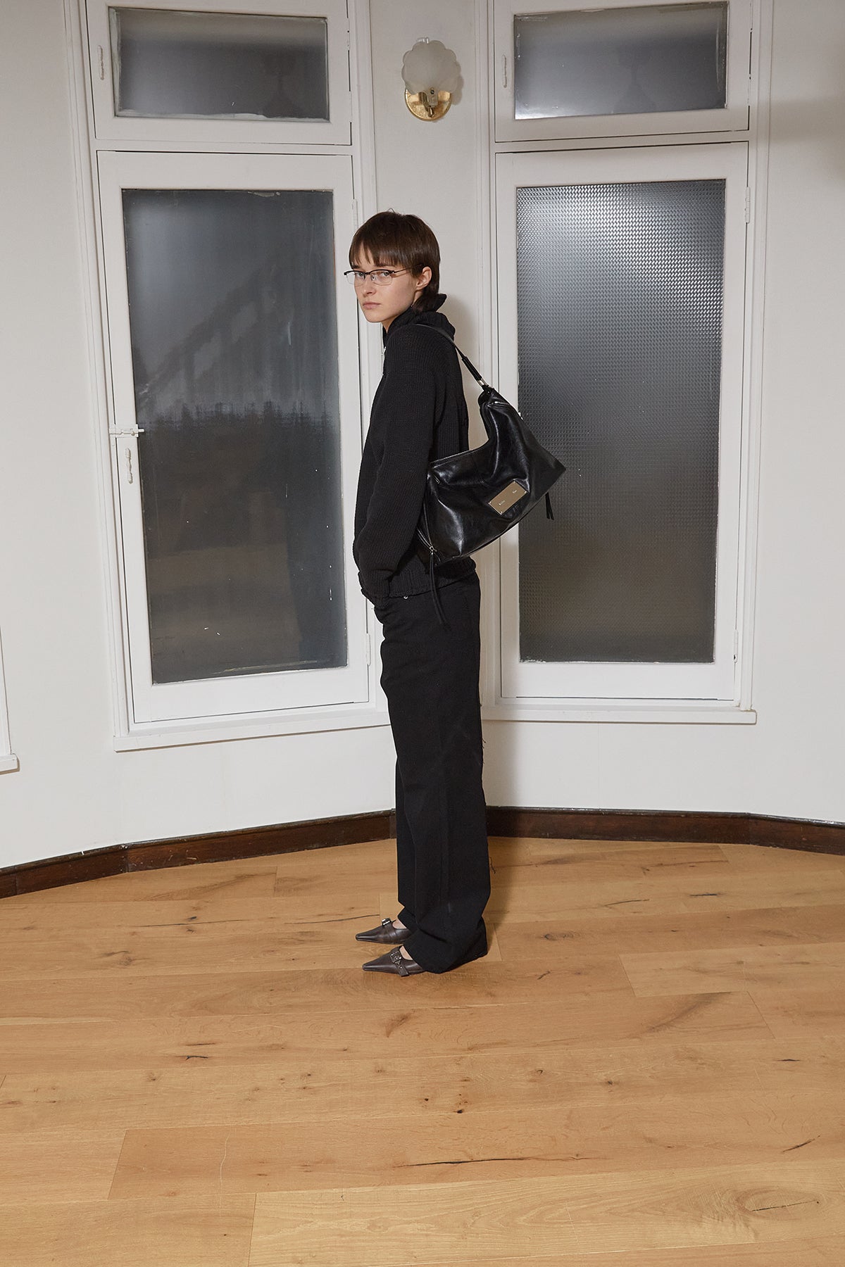 Matin Kim - Applique Logo Patch Knit Zip Up (Black) product image 13 | TRAB K-Fashion Australia