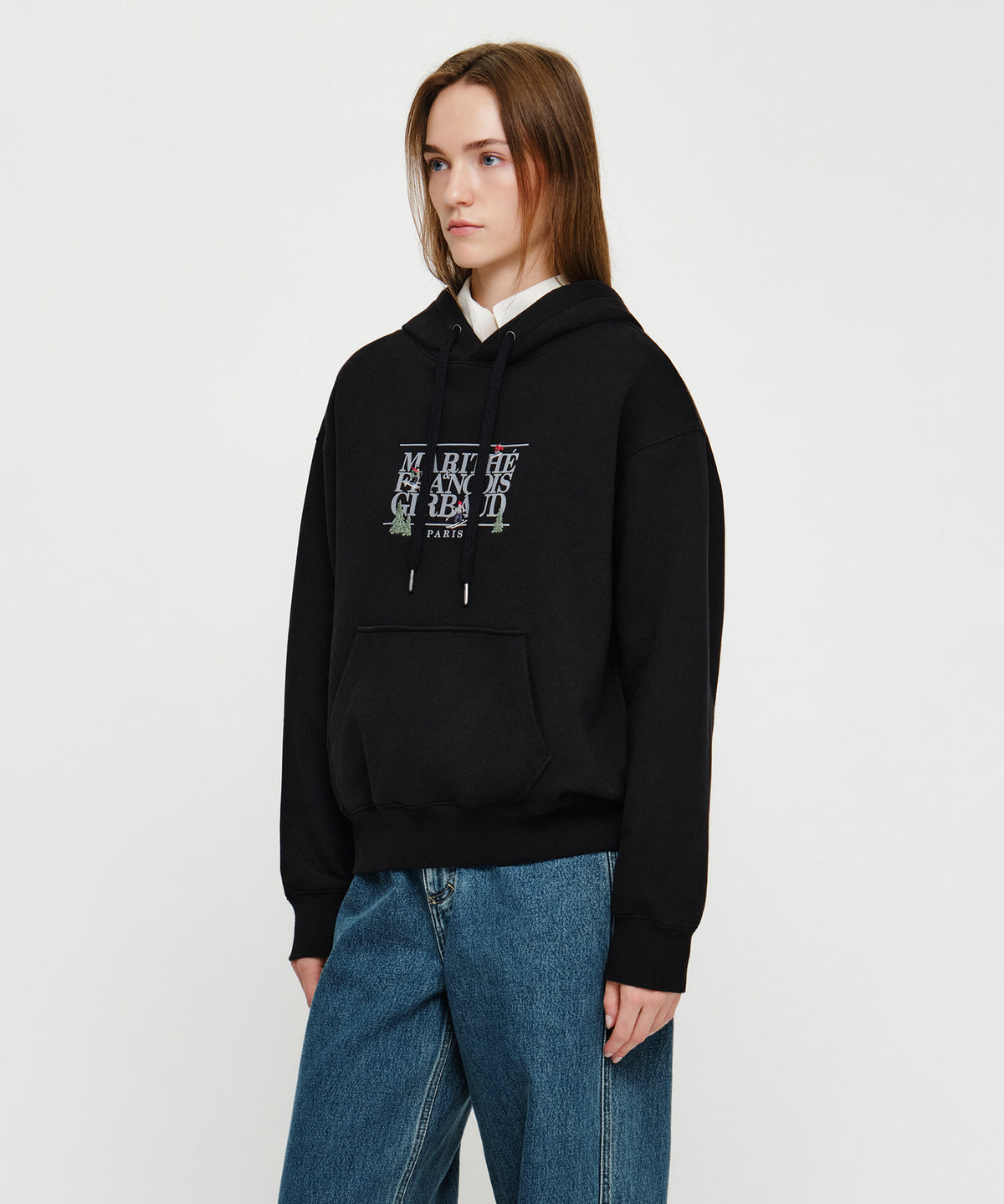 Marithe & Francois Girbaud - Alpes Classic Logo Oversized Hoodie (brushed) (Black) product image 2 | TRAB K-Fashion Australia