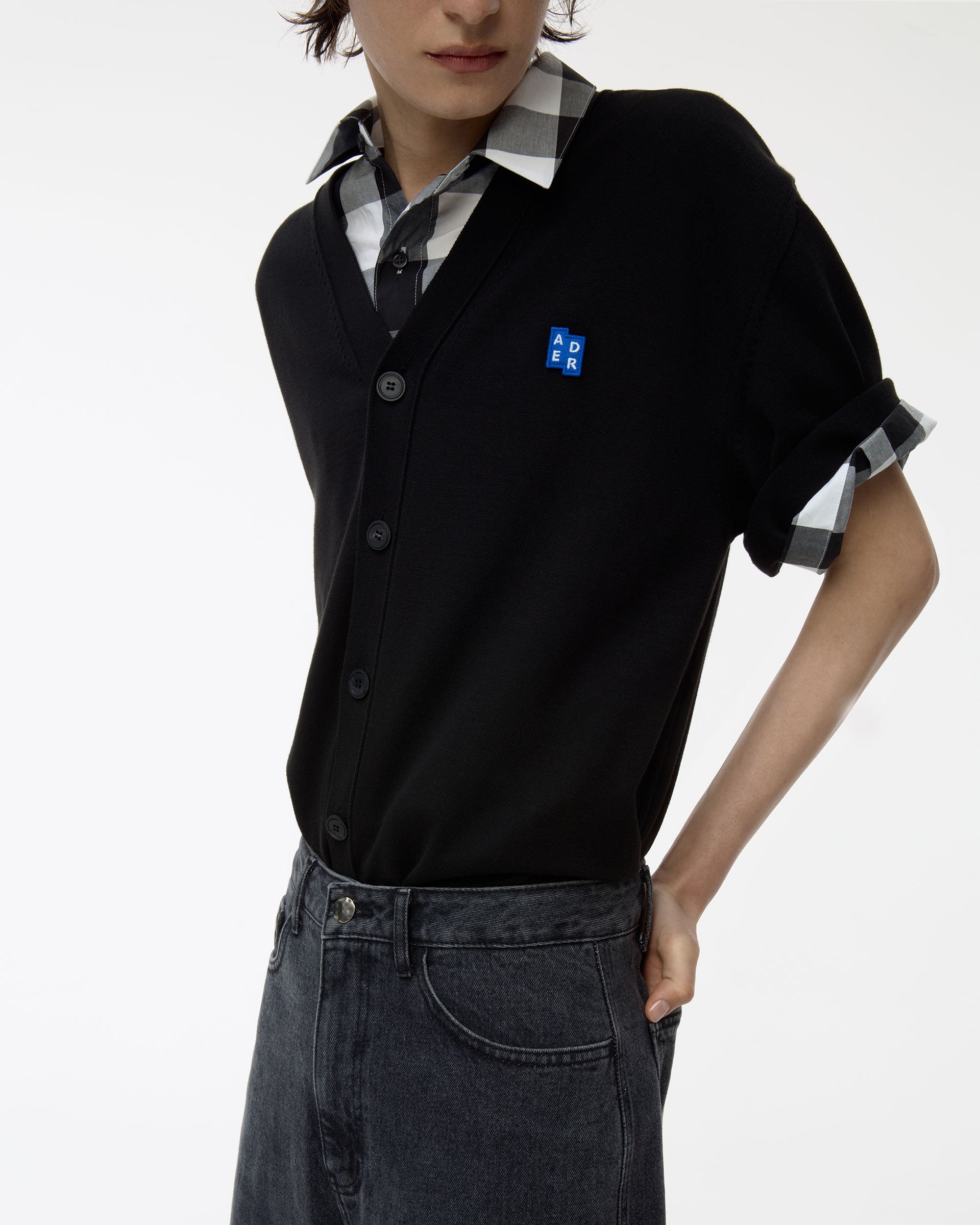 Ader Error - Sig; BL Tag half sleeve cardigan 01 (Noir) product image 5 | TRAB K-Fashion Australia