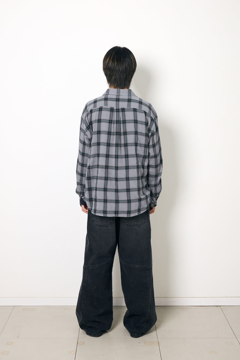 Hatchingroom - Classic Shirt Over Dyed Check (Blue Grey) product image 8 | TRAB K-Fashion Australia