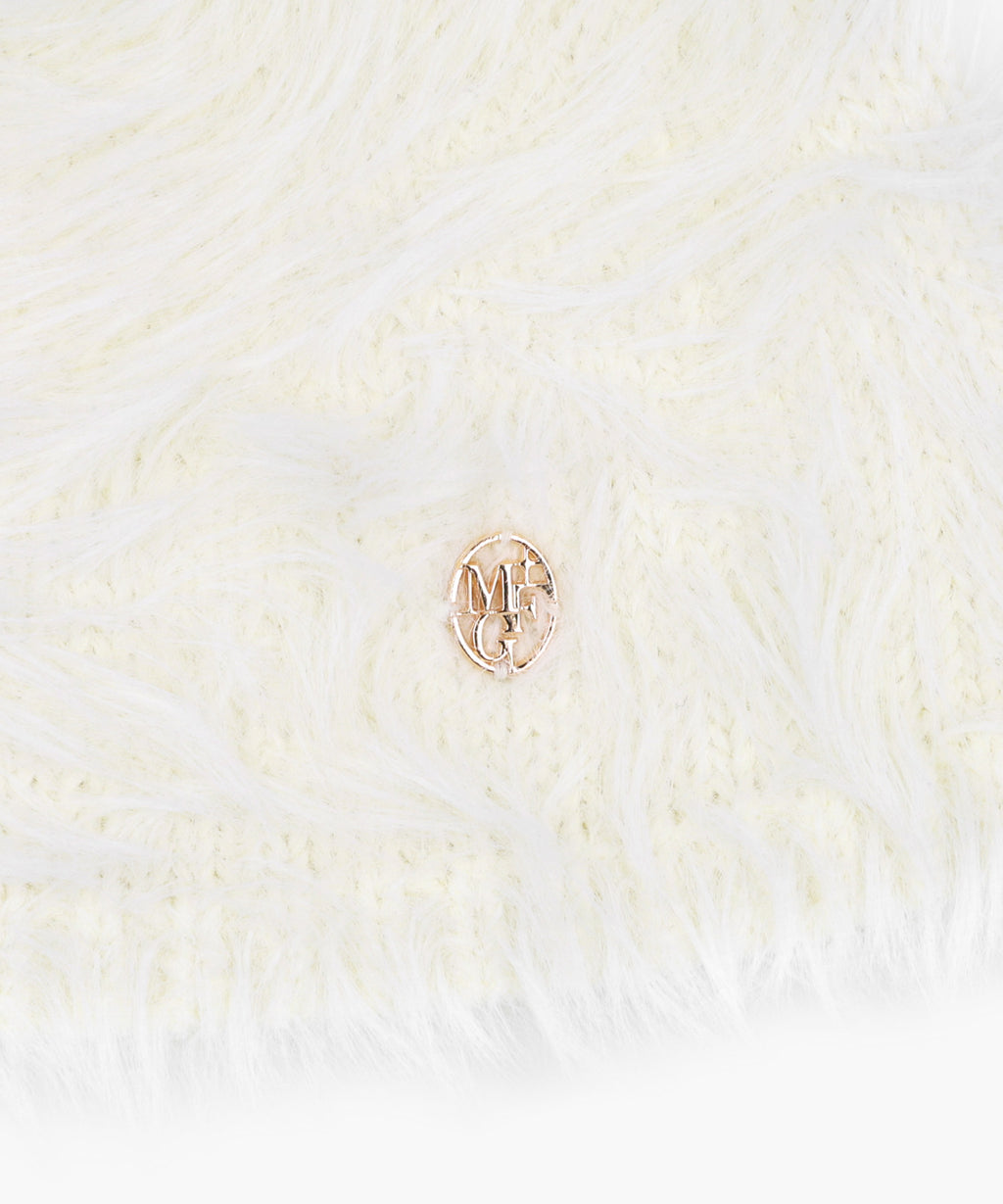 Marithe & Francois Girbaud - Circle Logo Hairy Beanie (Ivory) product image 3 | TRAB K-Fashion Australia