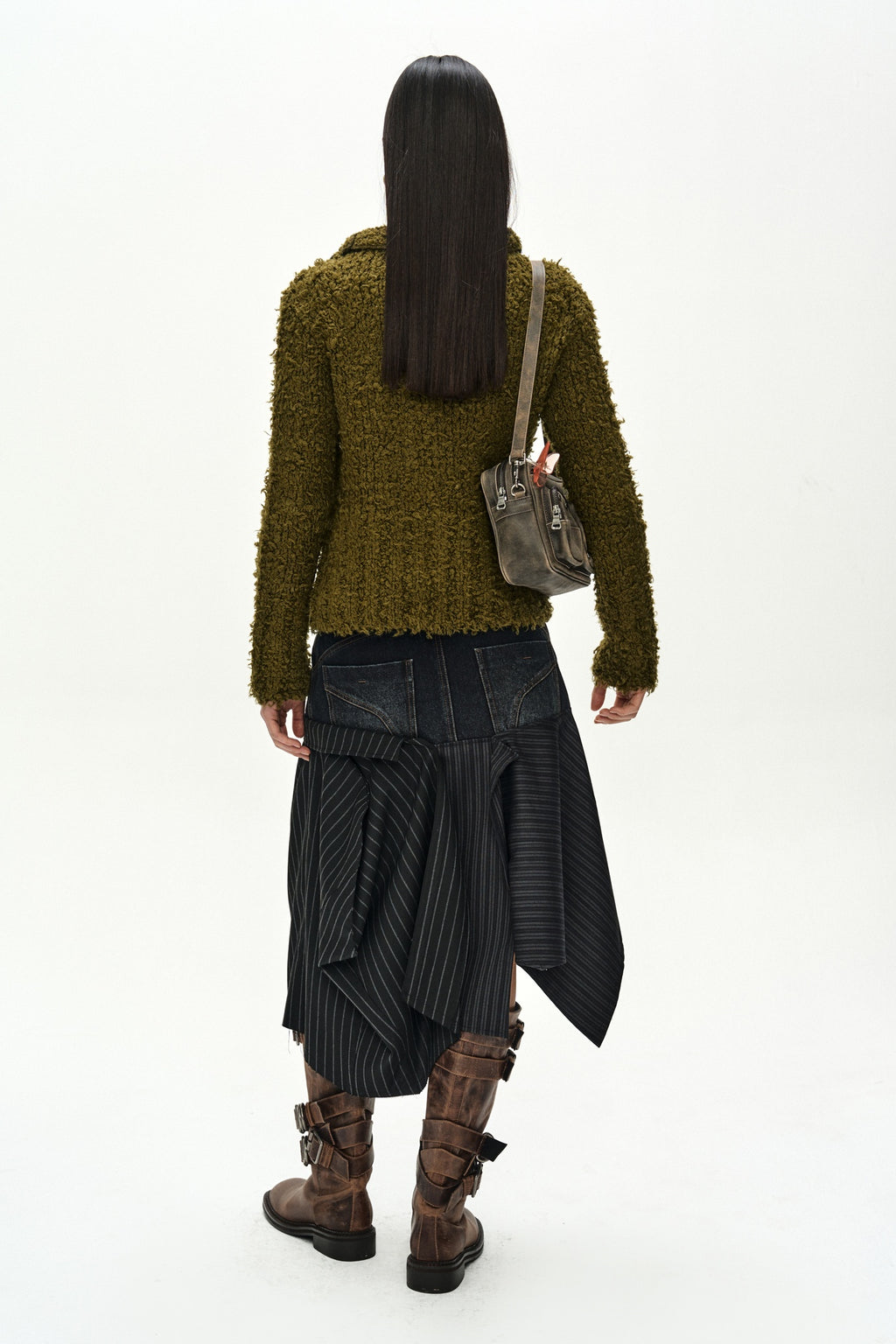 Andersson Bell - Button & Trim Hairy Zip-Up Cardigan (Khaki) product image 4 | TRAB K-Fashion Australia
