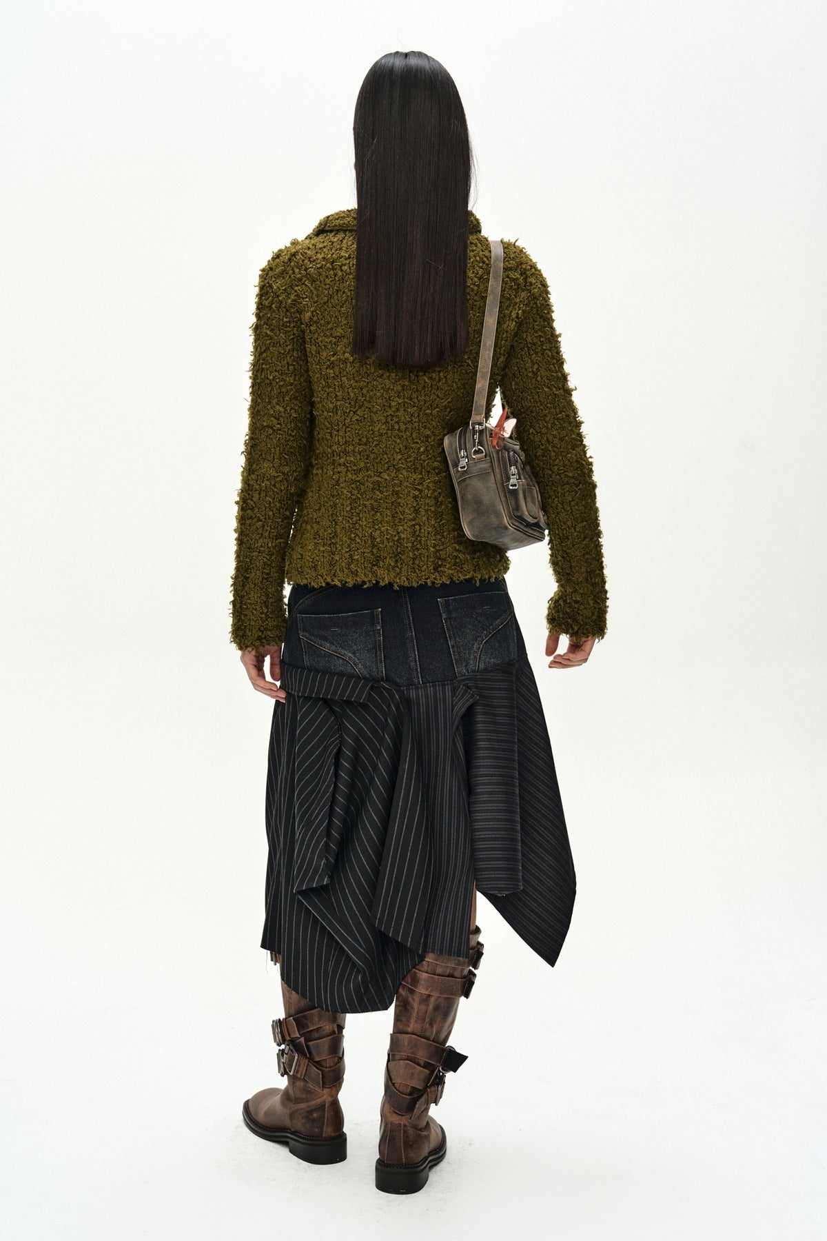 Andersson Bell - Button & Trim Hairy Zip-Up Cardigan (Khaki) product image 4 | TRAB K-Fashion Australia