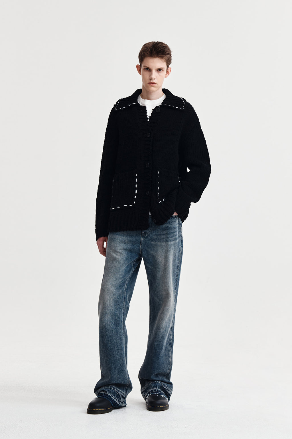 Matin Kim - Handmade Collar Knit Cardigan (Black) product image 9 | TRAB K-Fashion Australia