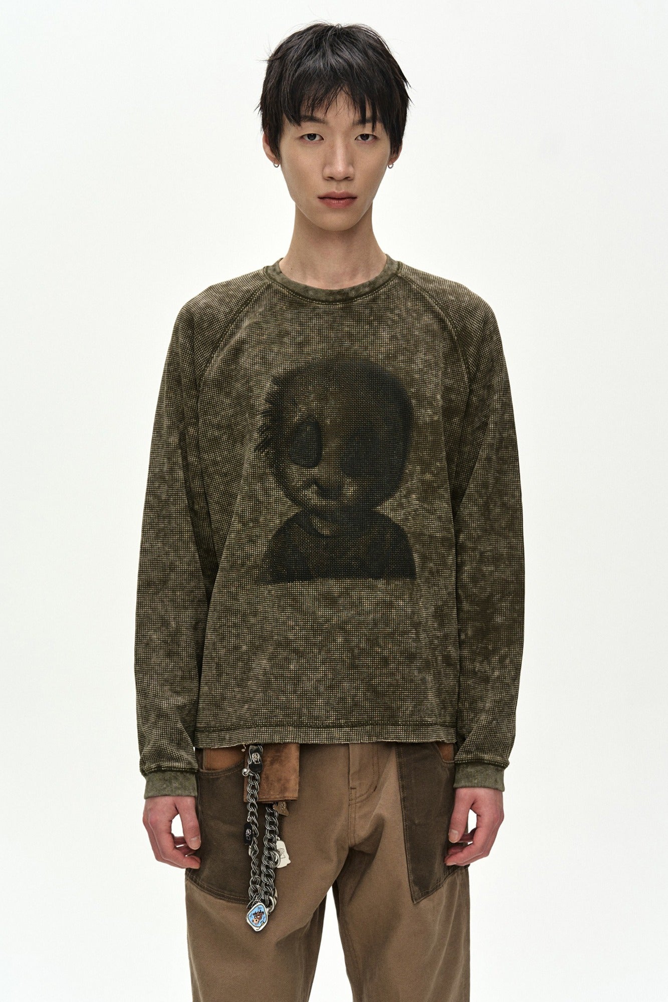 Andersson Bell - Unisex Alien Machinery Waffle Long Sleeve T-Shirt (washed Khaki) (Washed Khaki) product image 1 | TRAB K-Fashion Australia