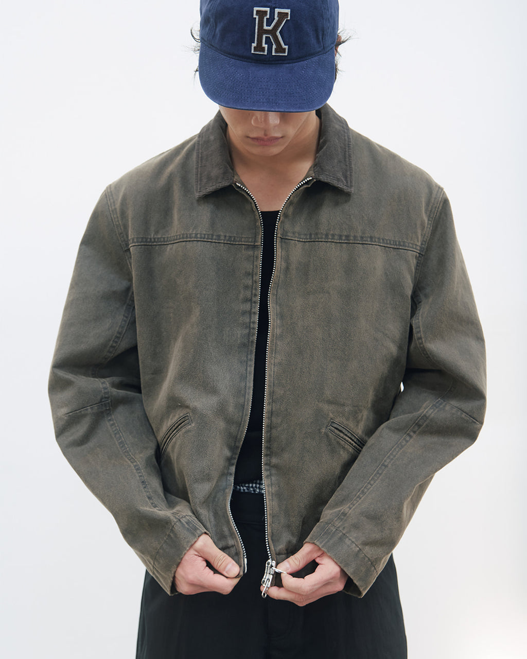 Kijun - Washed Leather Work Jacket (Khaki Brown) product image 6 | TRAB K-Fashion Australia