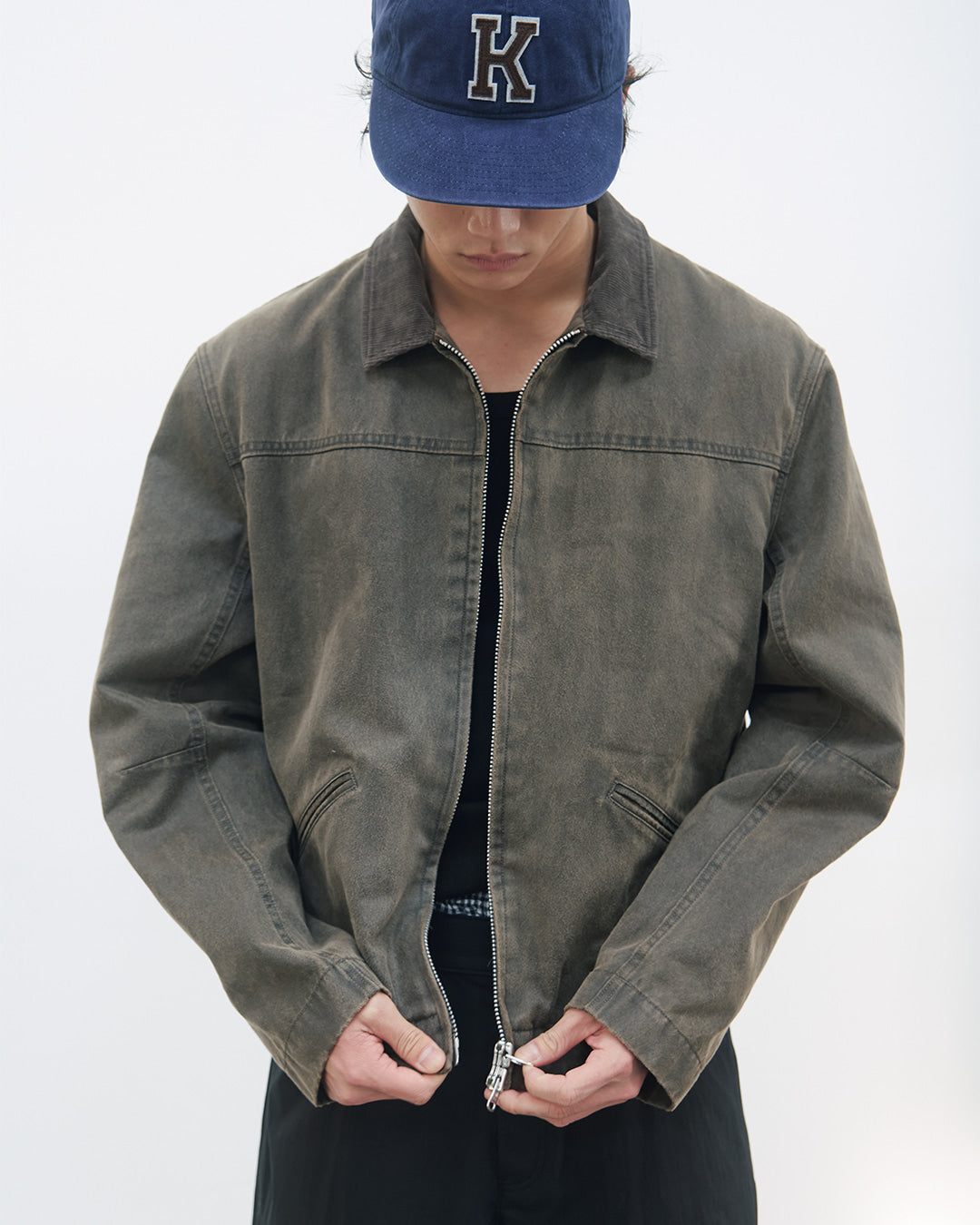 Kijun - Washed Leather Work Jacket (Khaki Brown) product image 6 | TRAB K-Fashion Australia