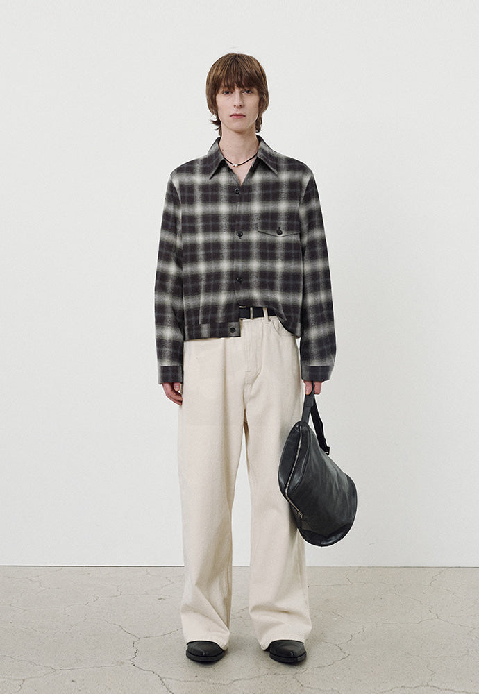 Tonywack - Brushed-Effect Check Shirt Blouson Japanese Fabric (Black/Ecru) product image 1 | TRAB K-Fashion Australia