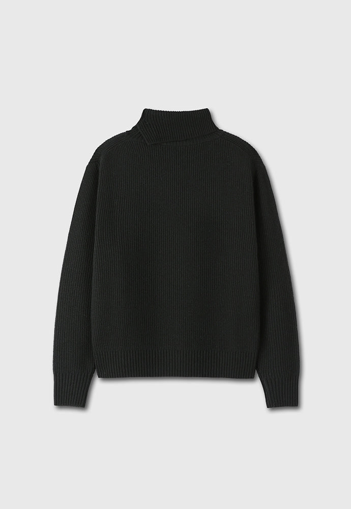 Tonywack - Hard Twist Wool Slit Turtleneck Knit (Black) product image 8 | TRAB K-Fashion Australia