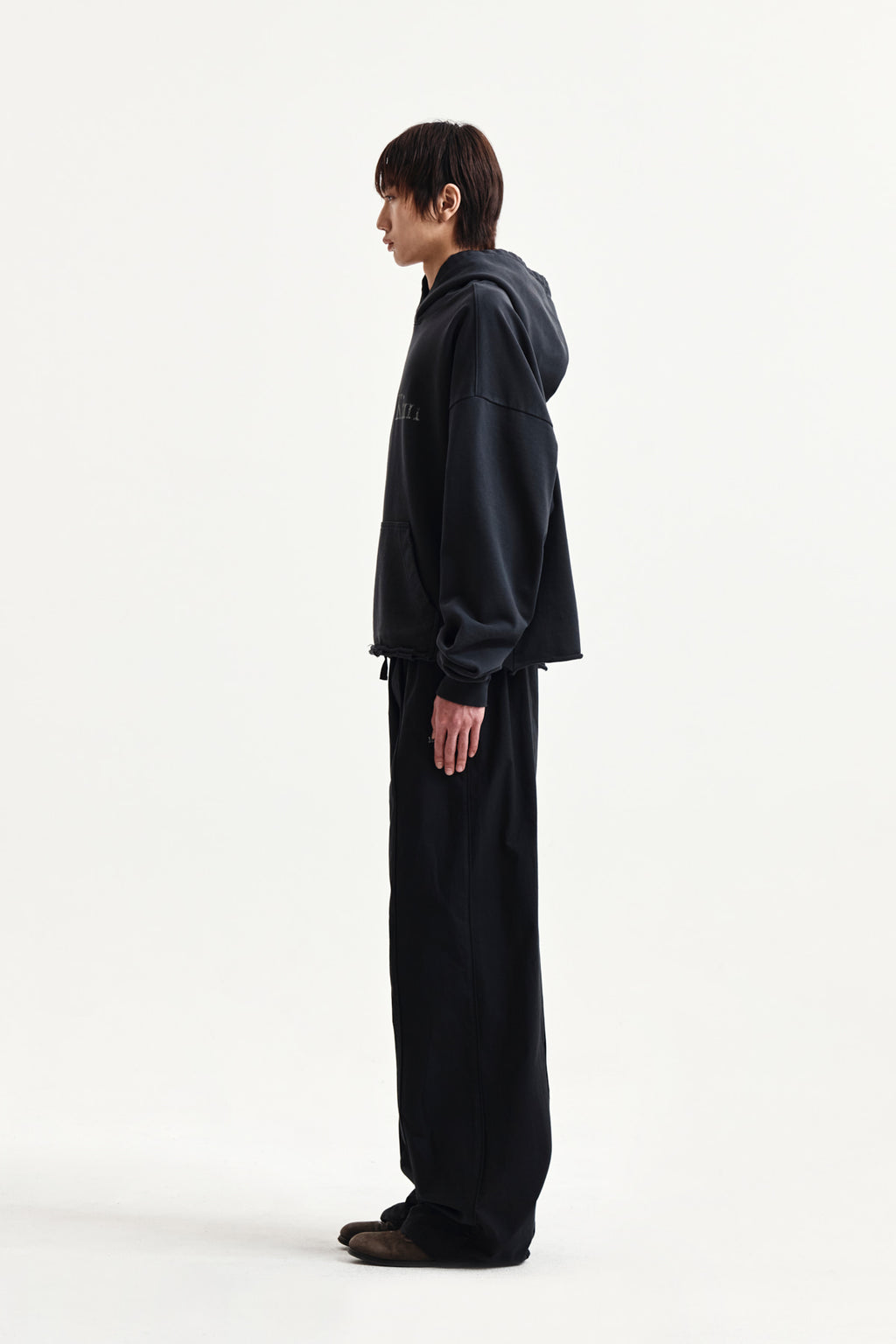 Matin Kim - Raw Edge Hem Sweat Hoody (Charcoal) product image 11 | TRAB K-Fashion Australia