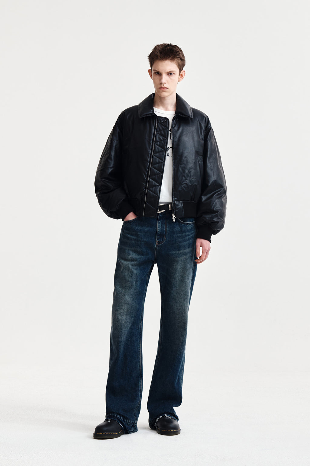 Matin Kim - Faux Leather Down Jumper (Black) product image 9 | TRAB K-Fashion Australia