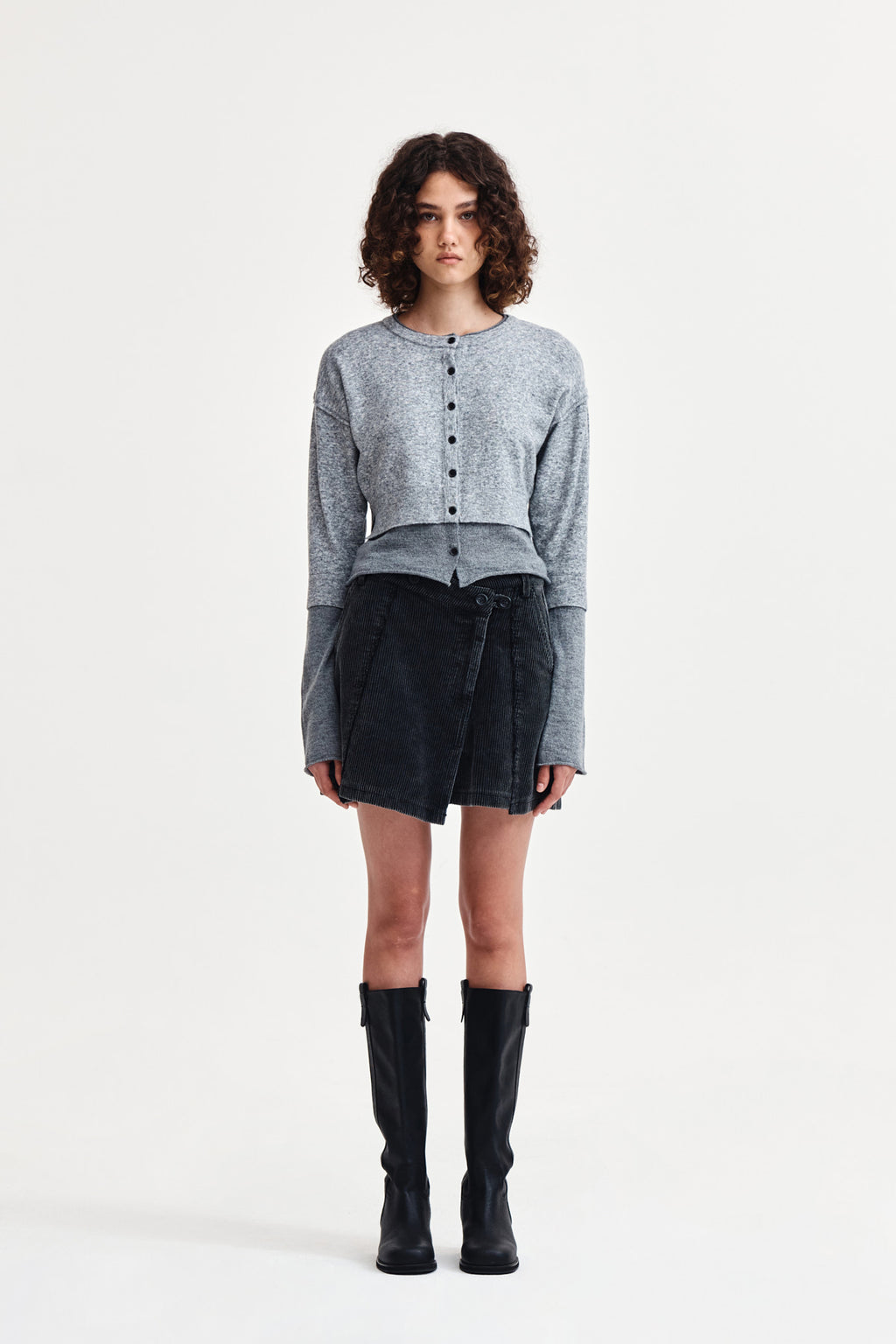 Matin Kim - Washed Corduroy Wrap Skirt (Black) product image 5 | TRAB K-Fashion Australia