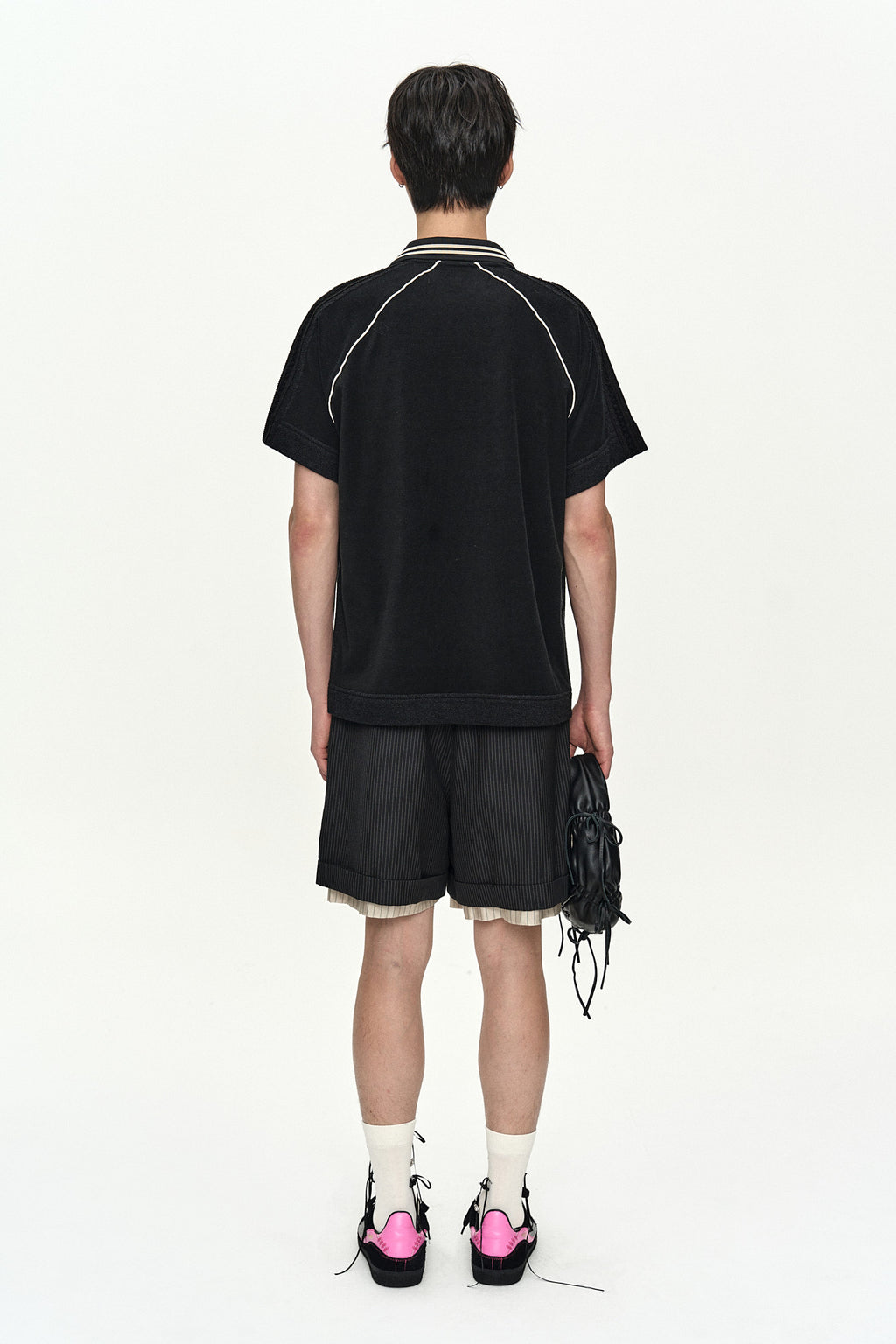 Andersson Bell - Lagos Terry Open Collar Shirt (Black) product image 3 | TRAB K-Fashion Australia