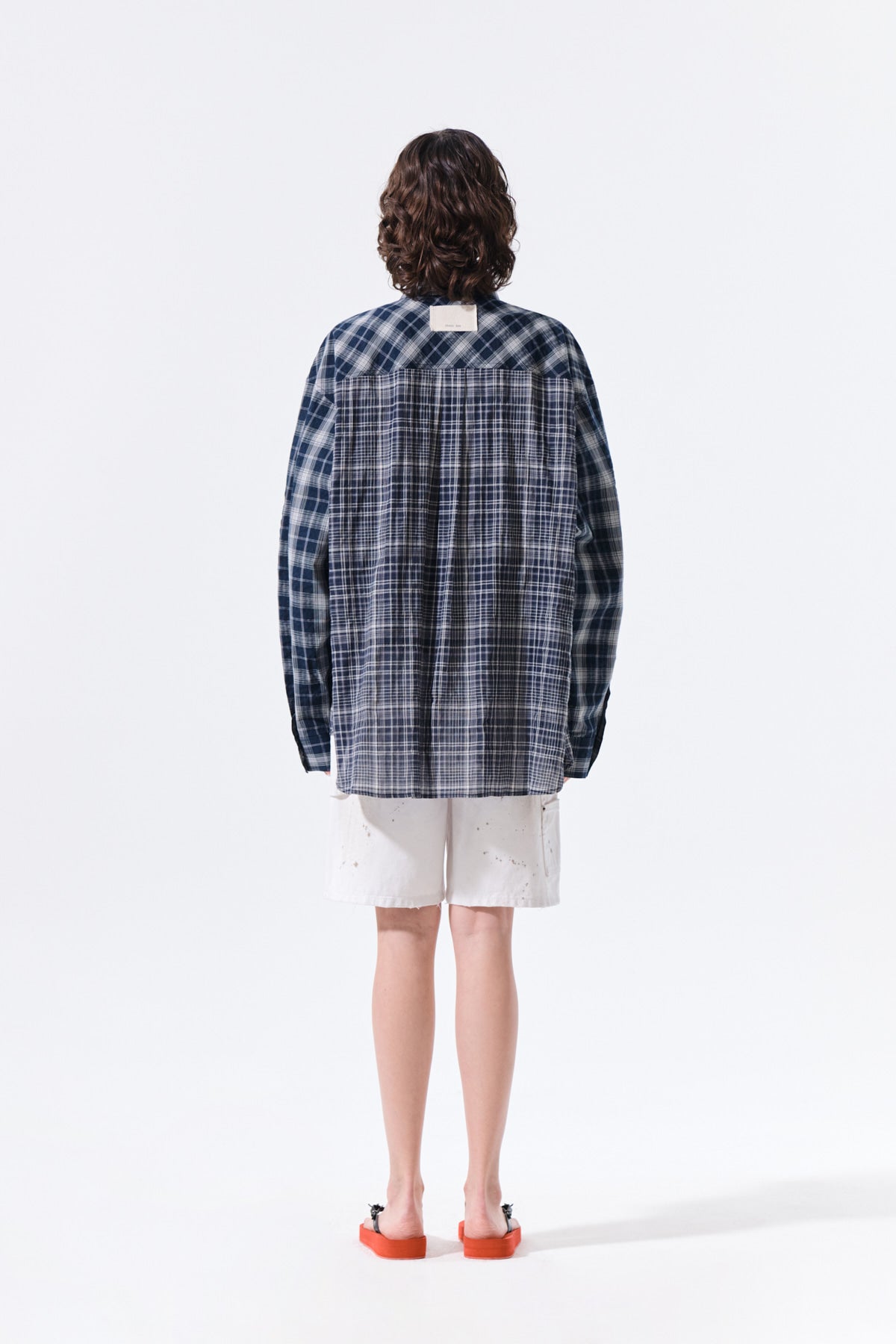 Matin Kim - Mixed Check Over Fit Shirt (Navy) product image 9 | TRAB K-Fashion Australia