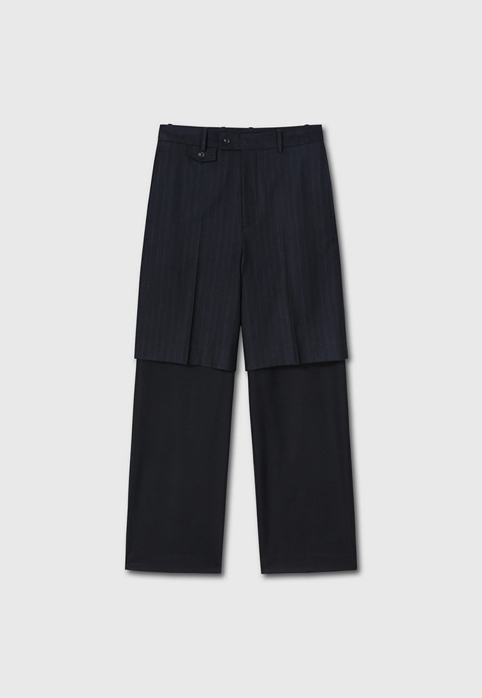 Tonywack - Virgin Wool Layered Trousers (Navy Pinstripe) product image 8 | TRAB K-Fashion Australia
