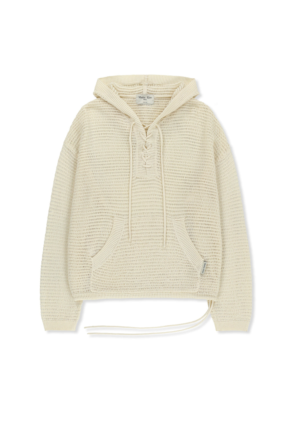 Matin Kim - Oversized Mesh Knit Hoodie (Cream) product image 1 | TRAB K-Fashion Australia