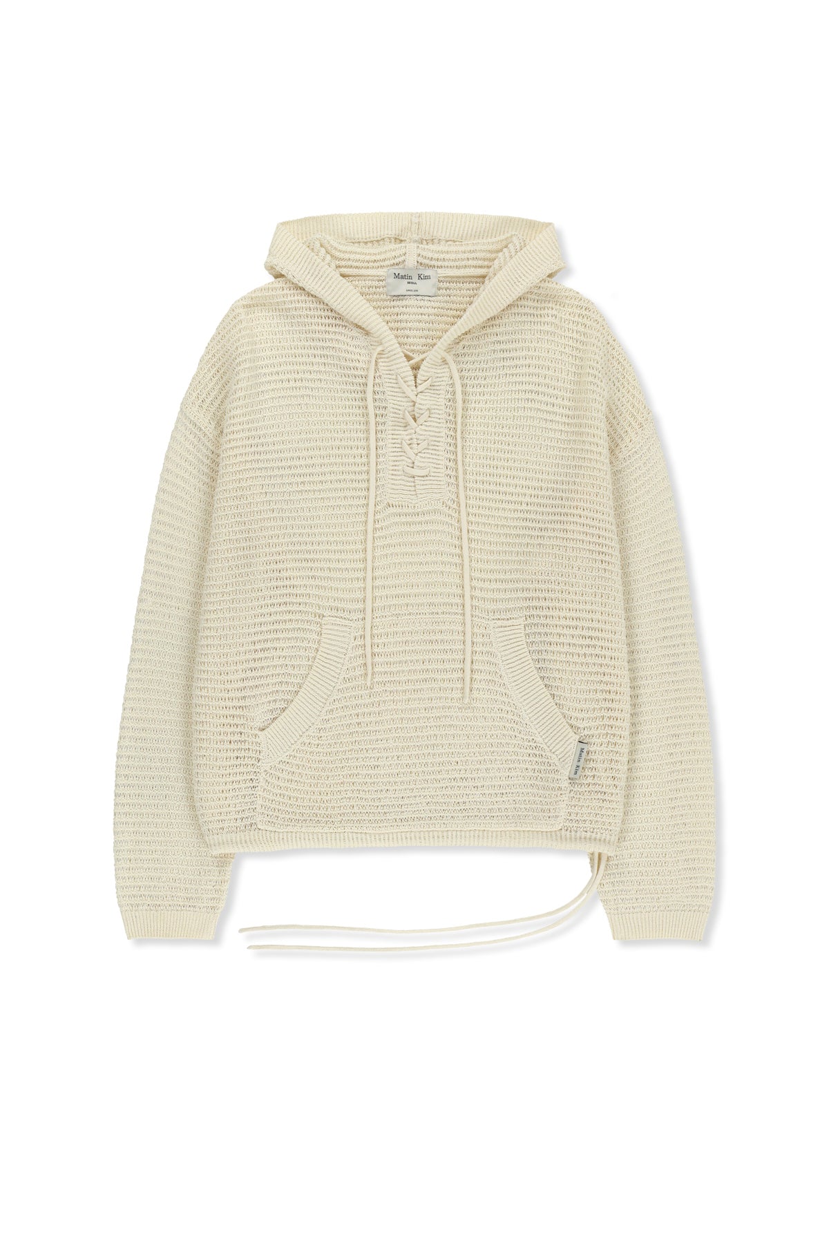 Matin Kim - Oversized Mesh Knit Hoodie (Cream) product image 1 | TRAB K-Fashion Australia