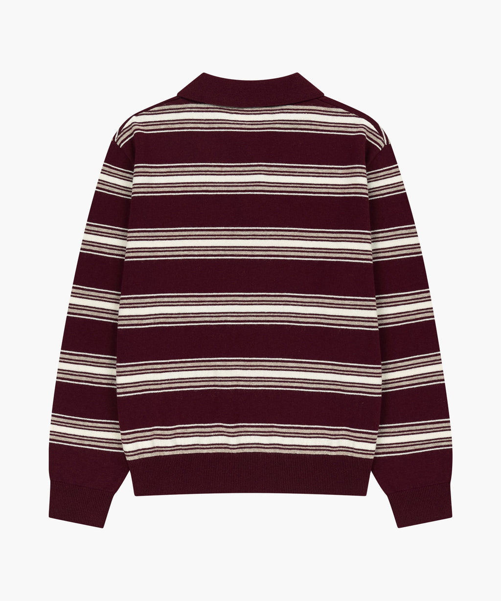 Marithe & Francois Girbaud - Small Classic Logo Multi Stripe Polo Knit (Burgundy) product image 6 | TRAB K-Fashion Australia