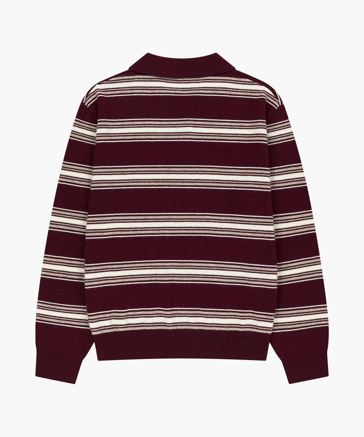 Marithe & Francois Girbaud - Small Classic Logo Multi Stripe Polo Knit (Burgundy) product image 6 | TRAB K-Fashion Australia