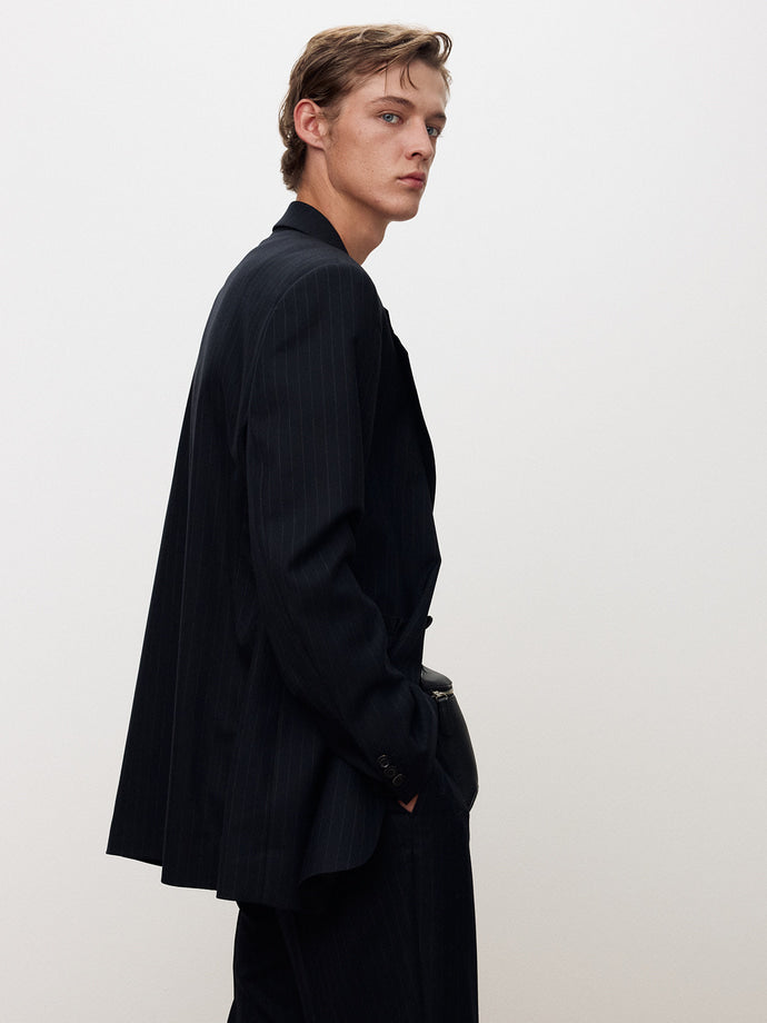 Tonywack - Striped Wool Relaxed Tailored Jacket (Navy Pinstripe) product image 5 | TRAB K-Fashion Australia