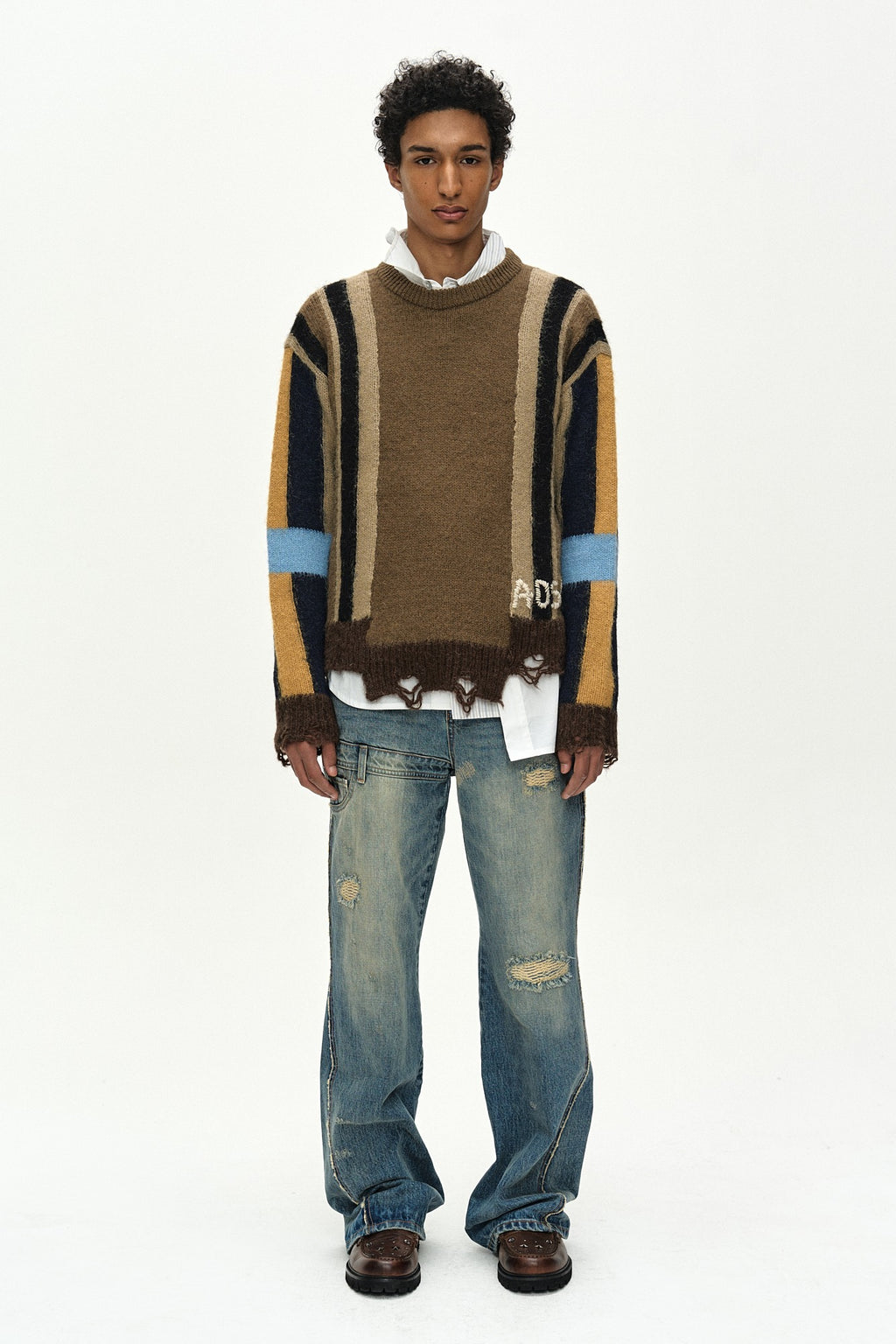 Andersson Bell - Unisex Re-Worked Embroidery Flare Jeans (blue) (Blue) product image 1 | TRAB K-Fashion Australia