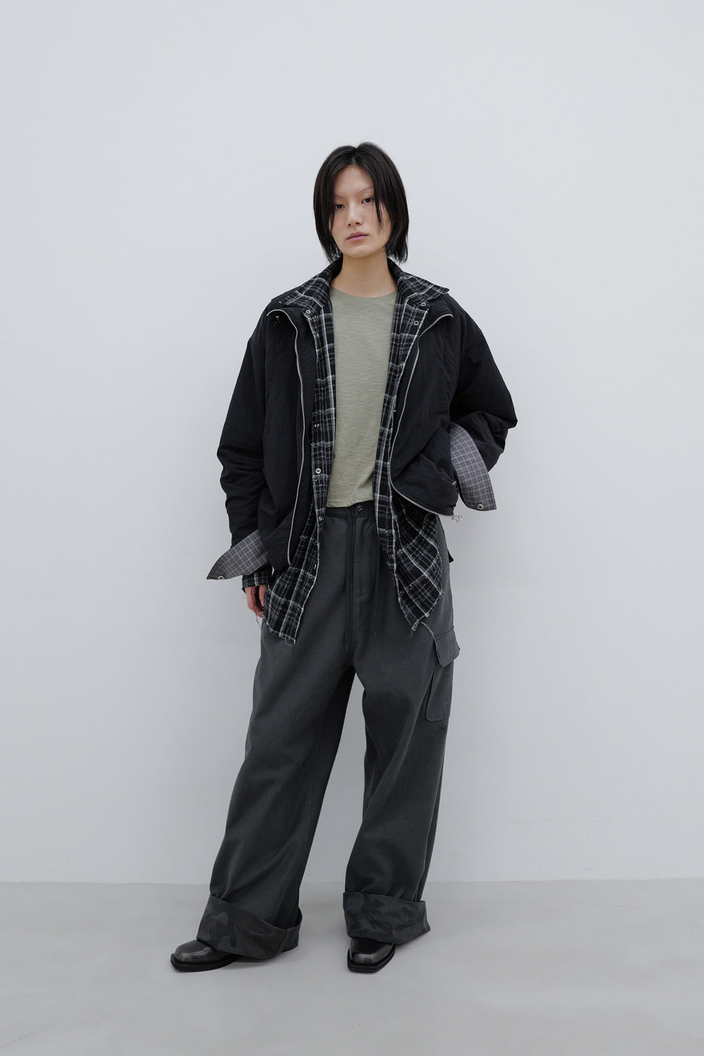 Deinet - Deinet Check Contrast Bomber Jacket (Black) product image 6 | TRAB K-Fashion Australia