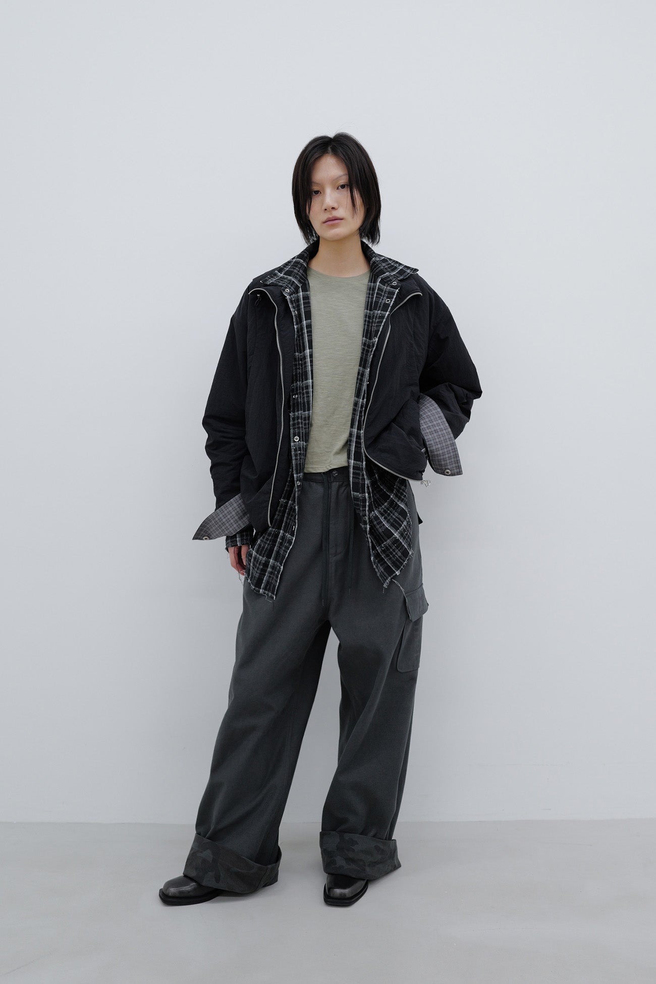 Deinet - Deinet Check Contrast Bomber Jacket (Black) product image 6 | TRAB K-Fashion Australia