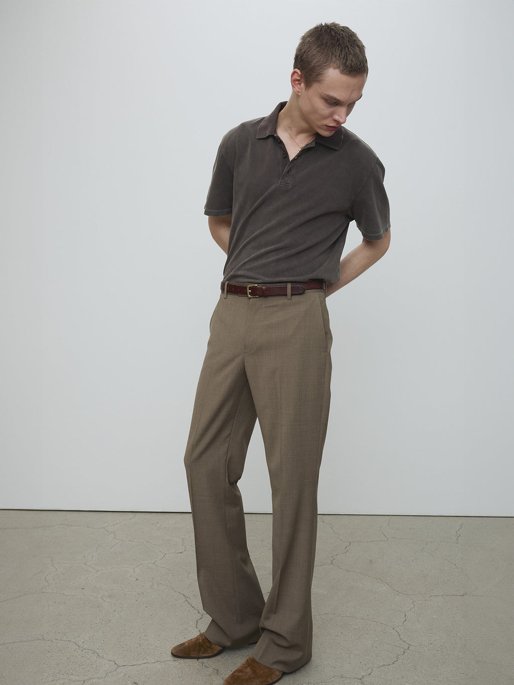 Tonywack - Garment Dyed Distressed Piqué Polo (Faded Brown) product image 4 | TRAB K-Fashion Australia