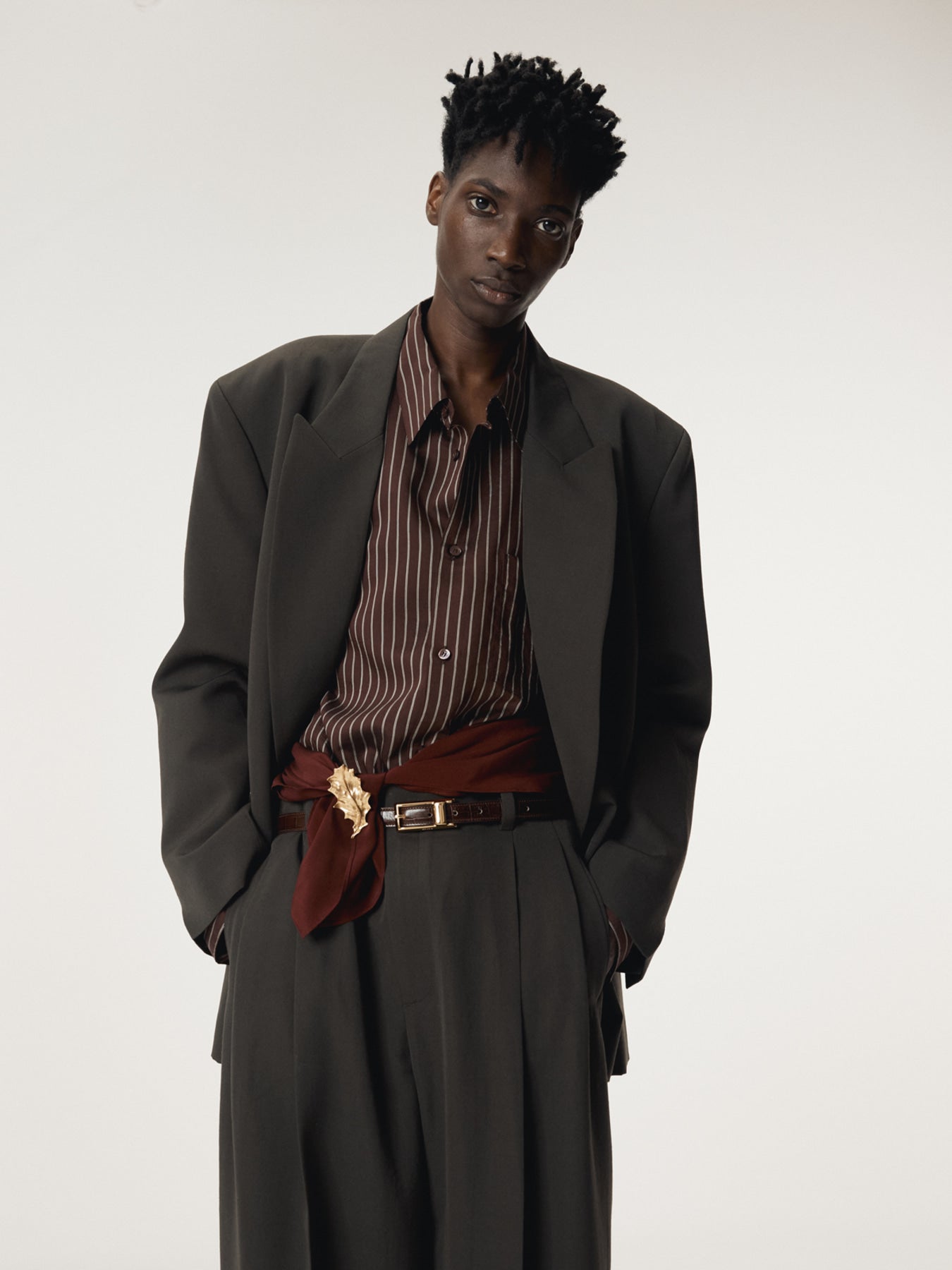 Recto - Lea Stripe Shirt (Red Brown) product image 8 | TRAB K-Fashion Australia