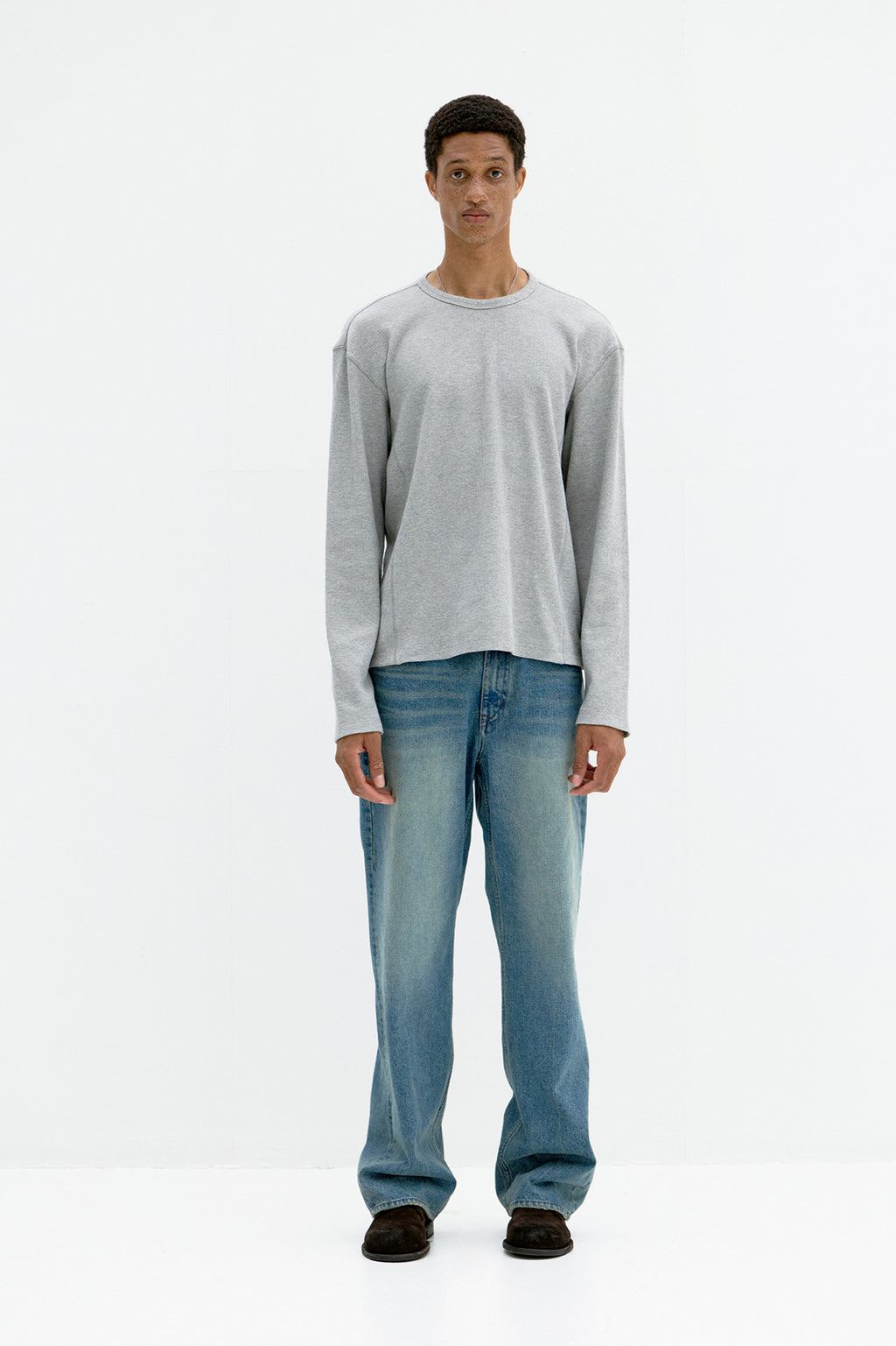 Coor - Regular Fit Waffle Long Sleeve (Melange Gray) product image 2 | TRAB K-Fashion Australia