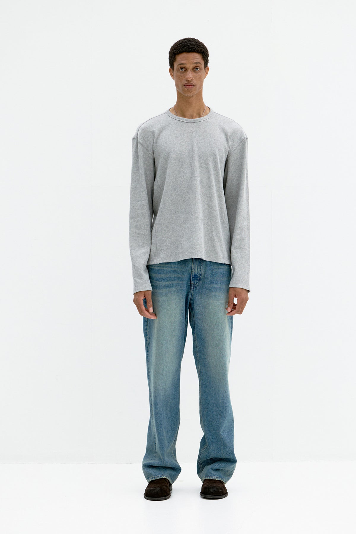 Coor - Regular Fit Waffle Long Sleeve (Melange Gray) product image 2 | TRAB K-Fashion Australia
