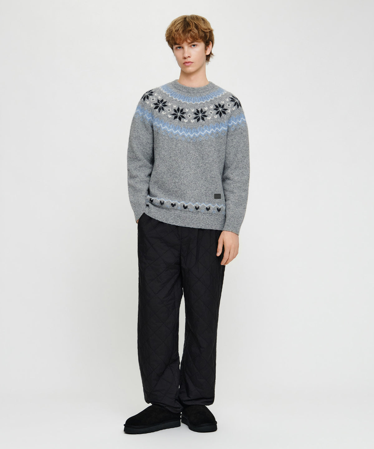 Marithe & Francois Girbaud - Small Classic Logo Nordic Knit Pullover (Melange Gray) product image 4 | TRAB K-Fashion Australia