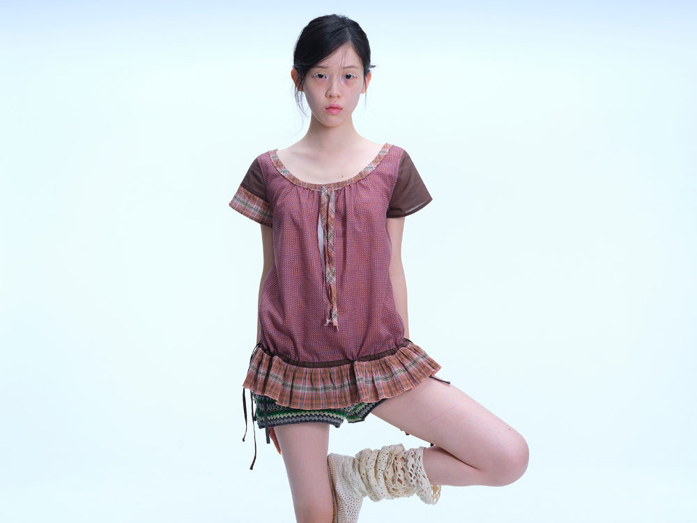 Coyseio - Strap Shirring Blouse (Brown) product image 4 | TRAB K-Fashion Australia