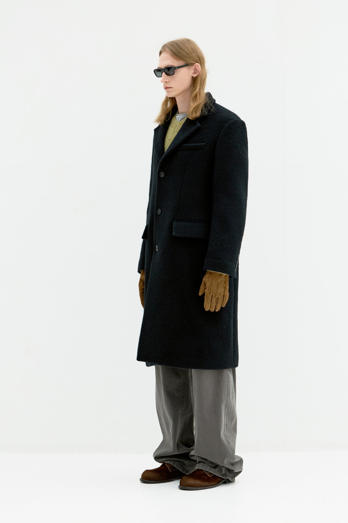 Coor - Corduroy Trim Hairy Chesterfield Coat (Black) product image 3 | TRAB K-Fashion Australia