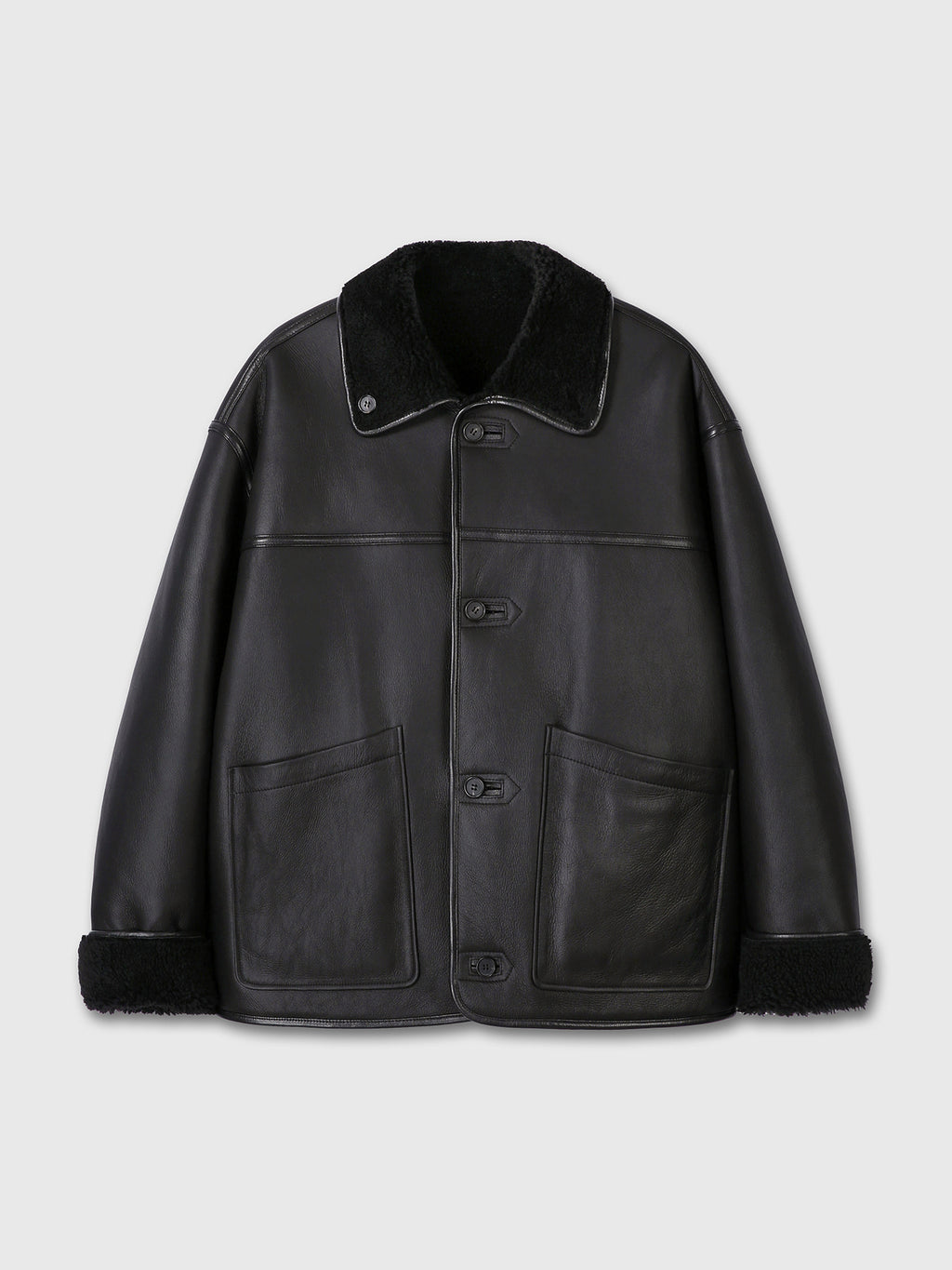Tonywack - Lamb Leather Reversible Shearling Jacket (Black) product image 13 | TRAB K-Fashion Australia