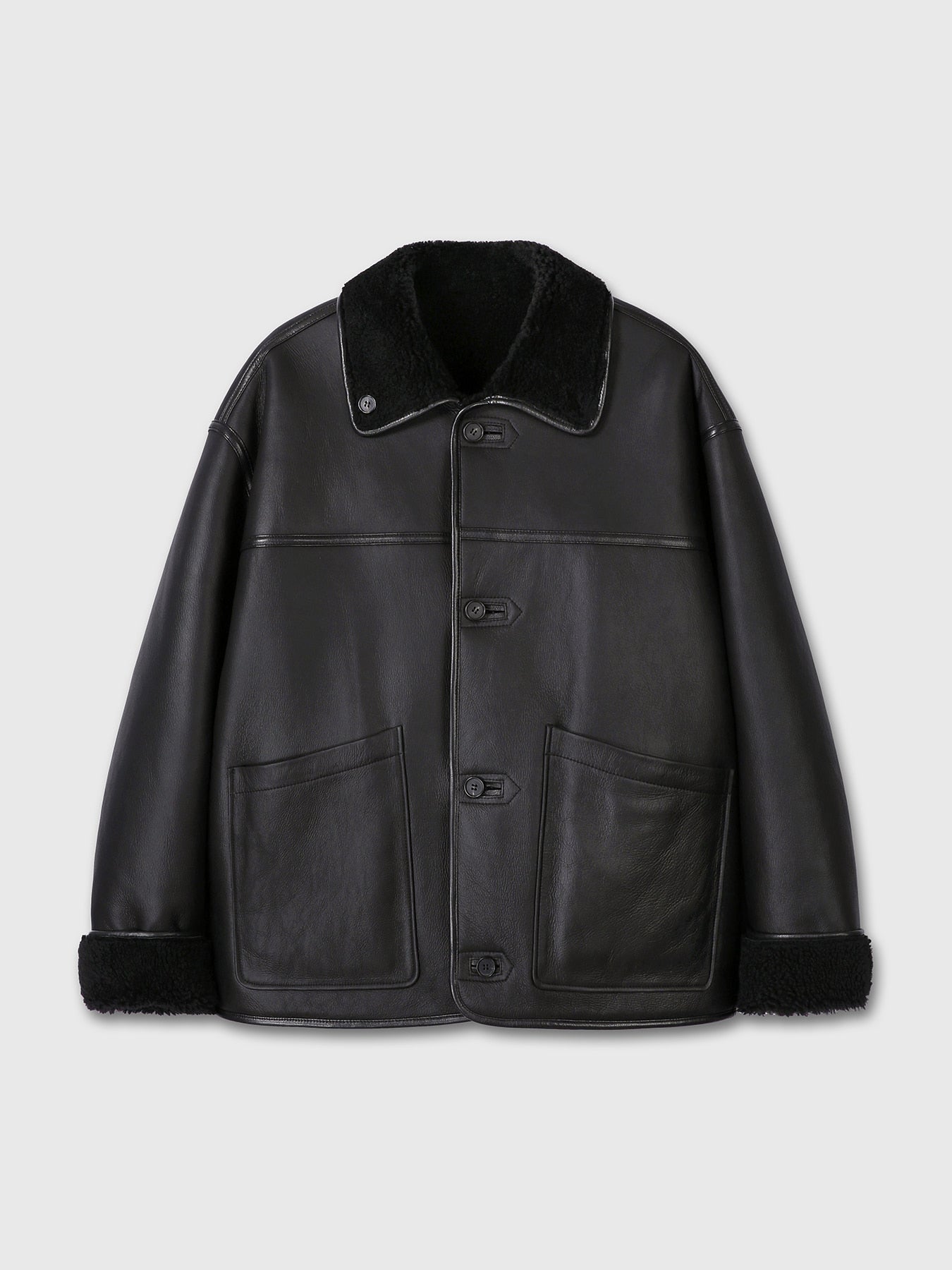 Tonywack - Lamb Leather Reversible Shearling Jacket (Black) product image 13 | TRAB K-Fashion Australia
