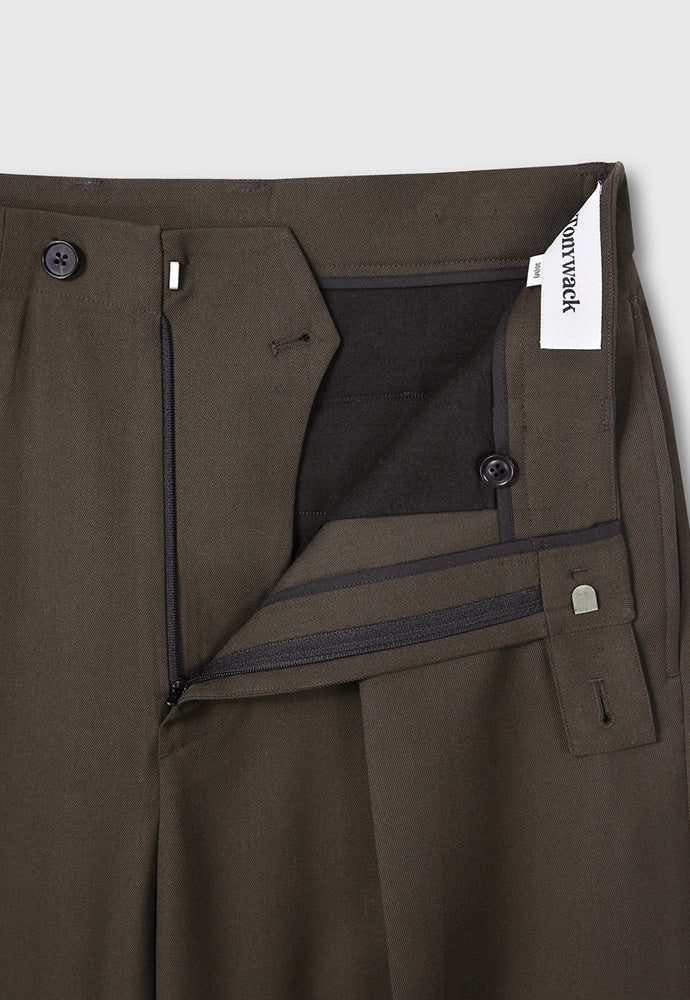 Tonywack - Wool Twill Pleated Wide Trousers (Brown) product image 9 | TRAB K-Fashion Australia