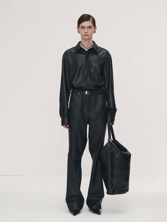 Tonywack - Leather Flared-Leg Pants (Black) product image 3 | TRAB K-Fashion Australia