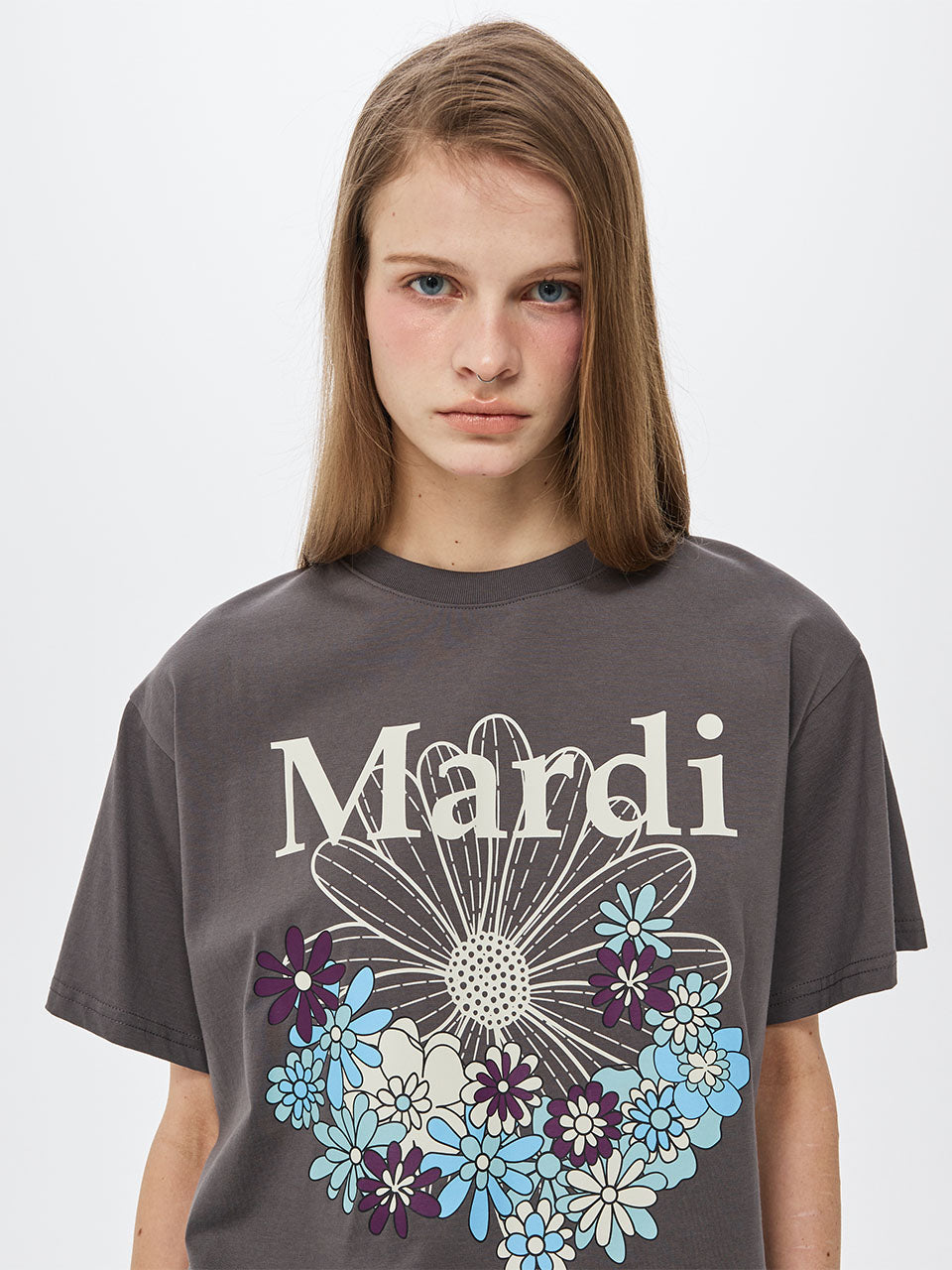 Mardi Mercredi - [Pre-Order – Ships August 14] Tshirt Flowermardi Jardin Vvd (Charcoal Ivory) product image 1 | TRAB K-Fashion Australia