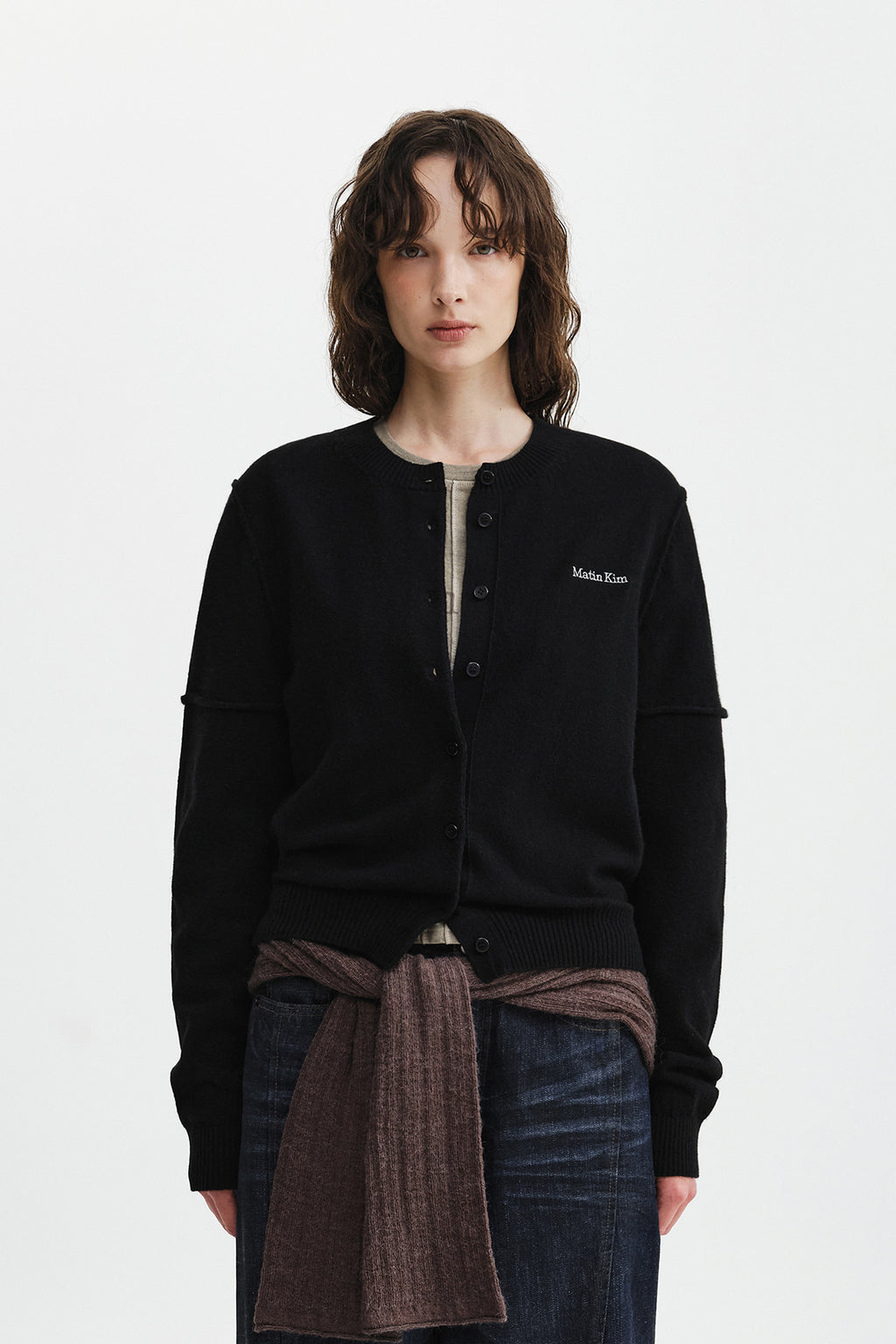Matin Kim - Cashmere Blended Cutline Round Cardigan (Black) product image 11 | TRAB K-Fashion Australia