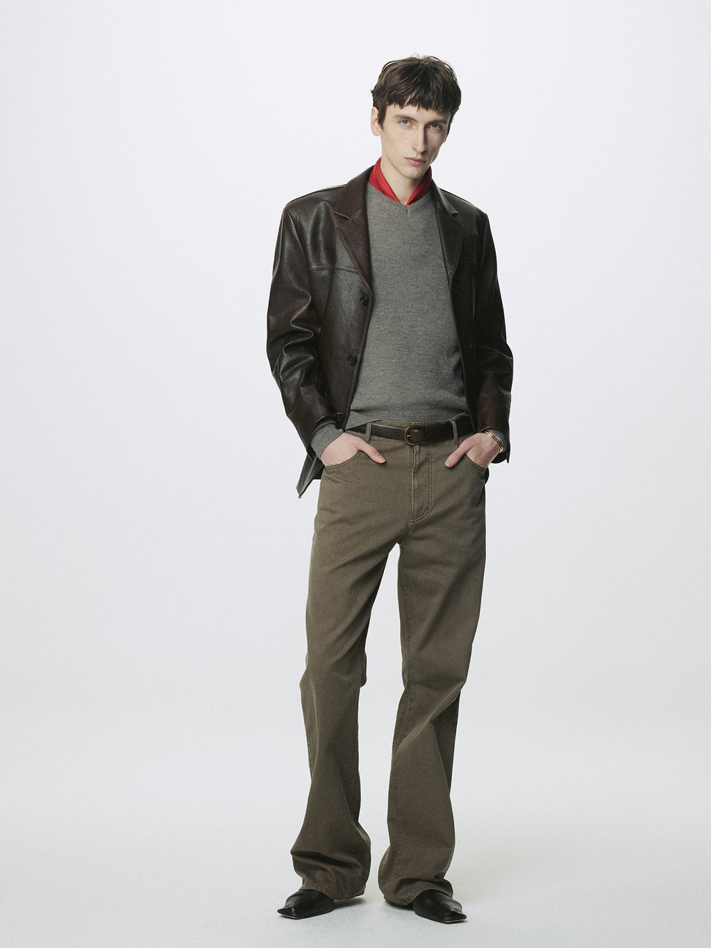 Tonywack - Vegetable Lamb Leather Blazer Jacket (Brown) product image 2 | TRAB K-Fashion Australia
