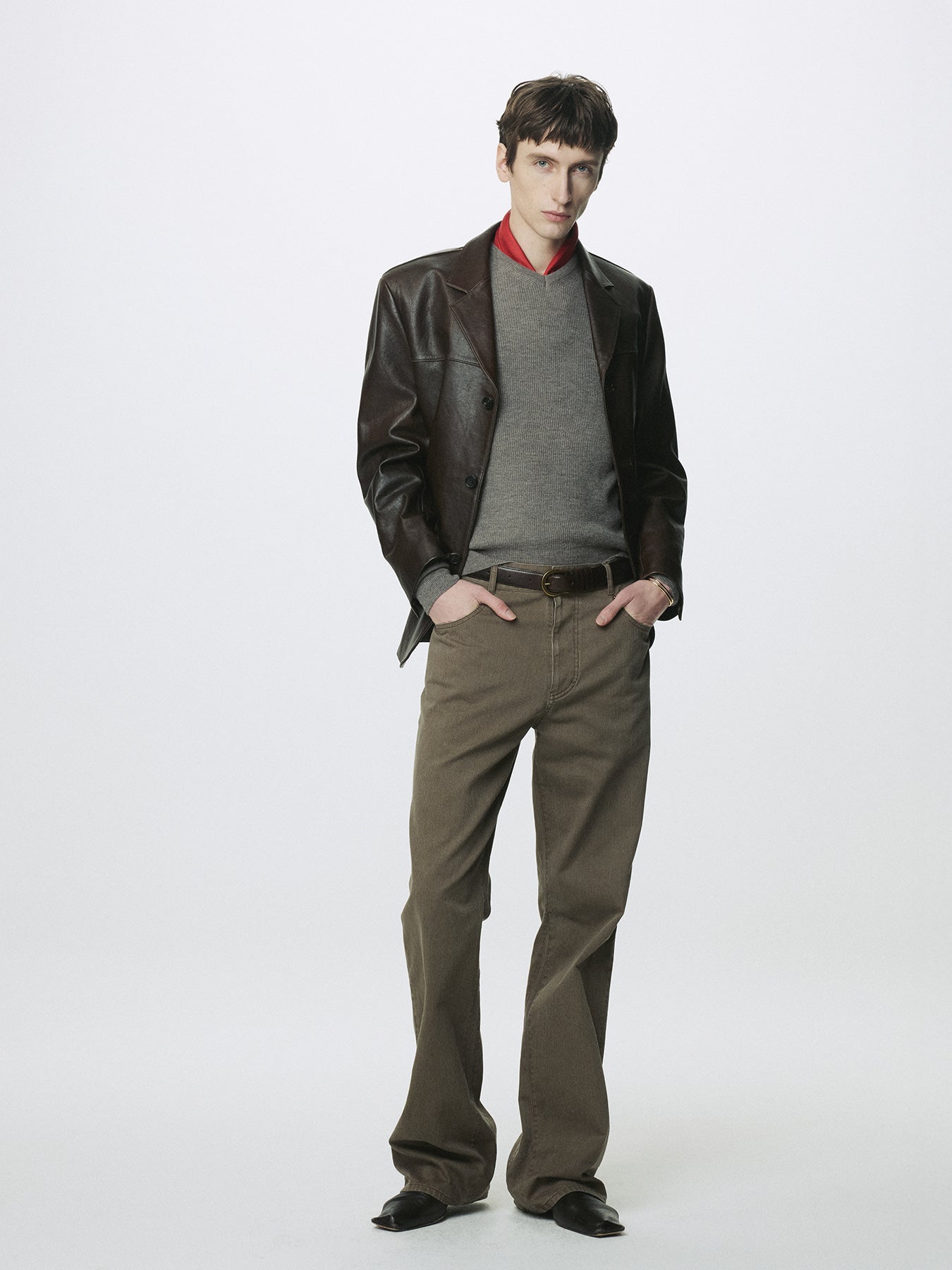 Tonywack - Vegetable Lamb Leather Blazer Jacket (Brown) product image 2 | TRAB K-Fashion Australia