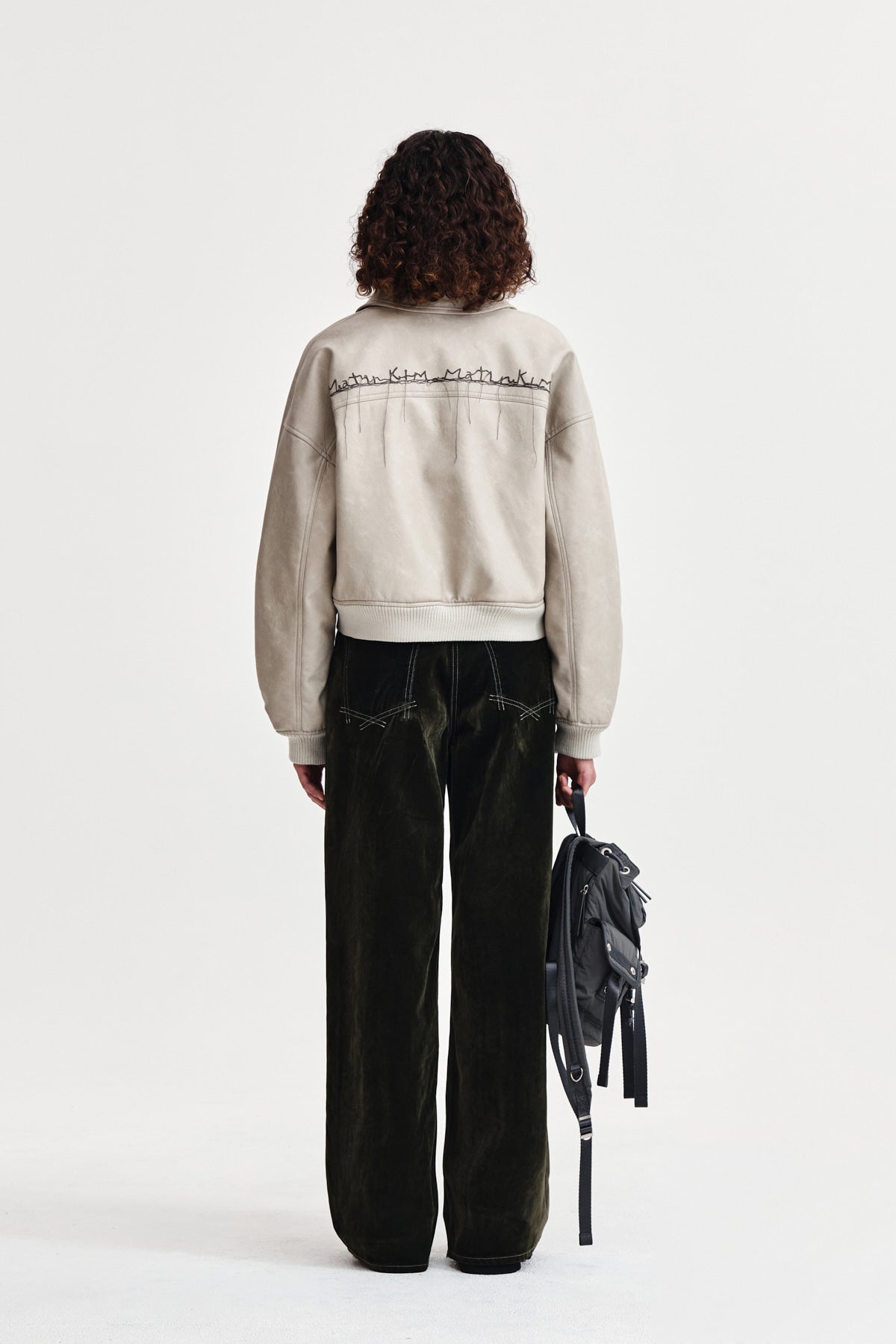 Matin Kim - Faux Leather Out Pocket Jumper (Light Grey) product image 7 | TRAB K-Fashion Australia