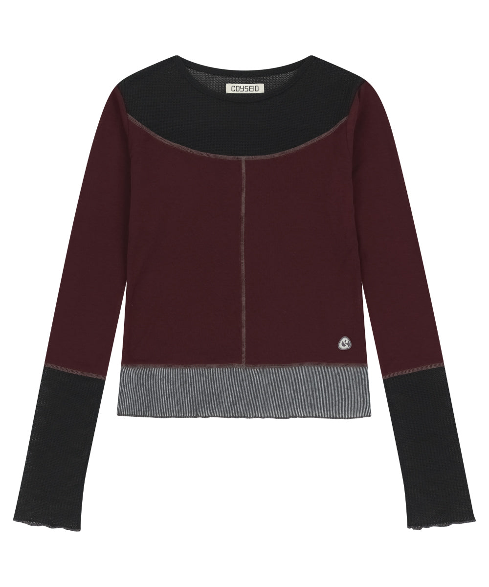Coyseio - Net Stitch Longsleeves (Plum Red) product image 11 | TRAB K-Fashion Australia