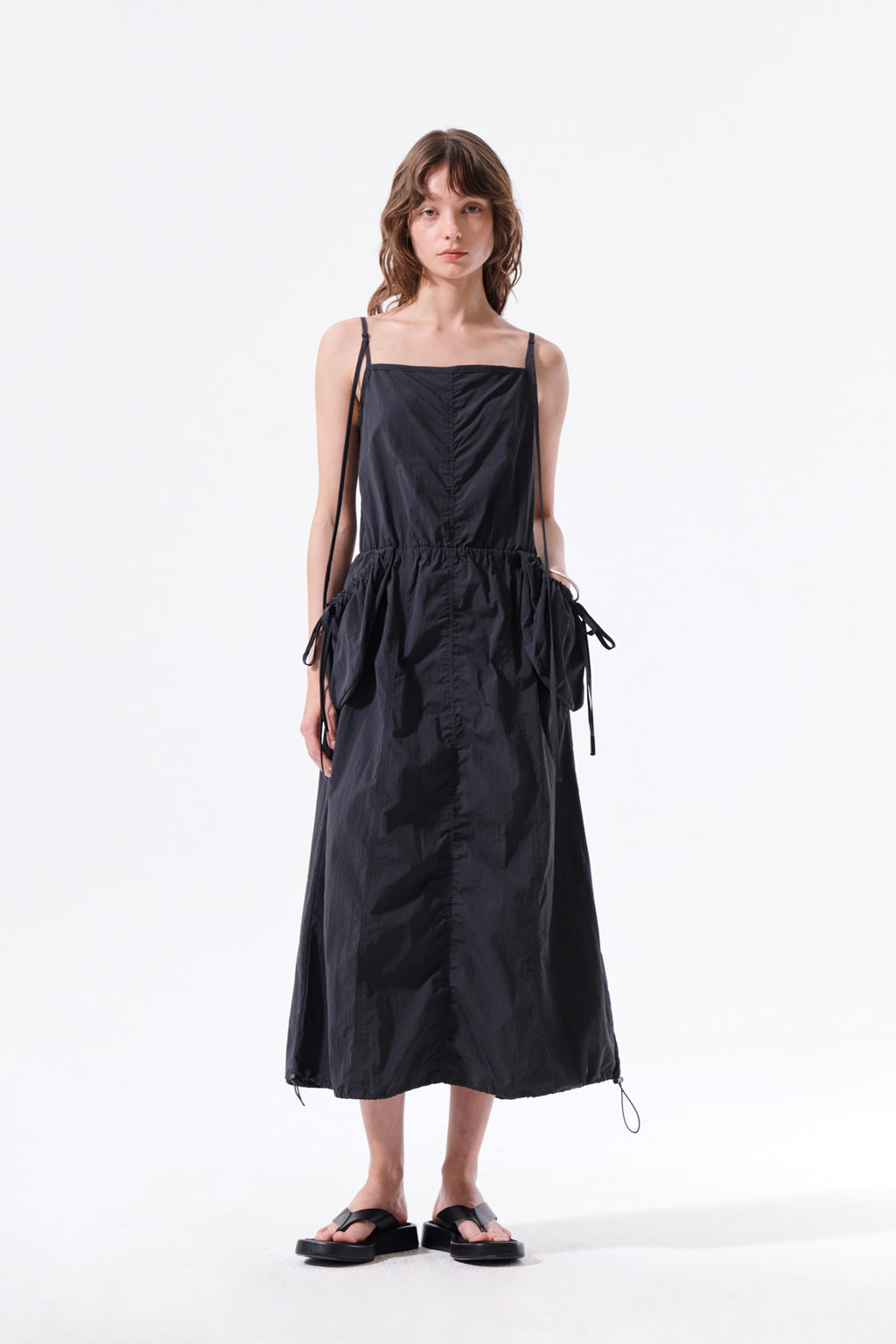 Matin Kim - Strap Detail Sleeveless Utility Dress (Charcoal) product image 9 | TRAB K-Fashion Australia