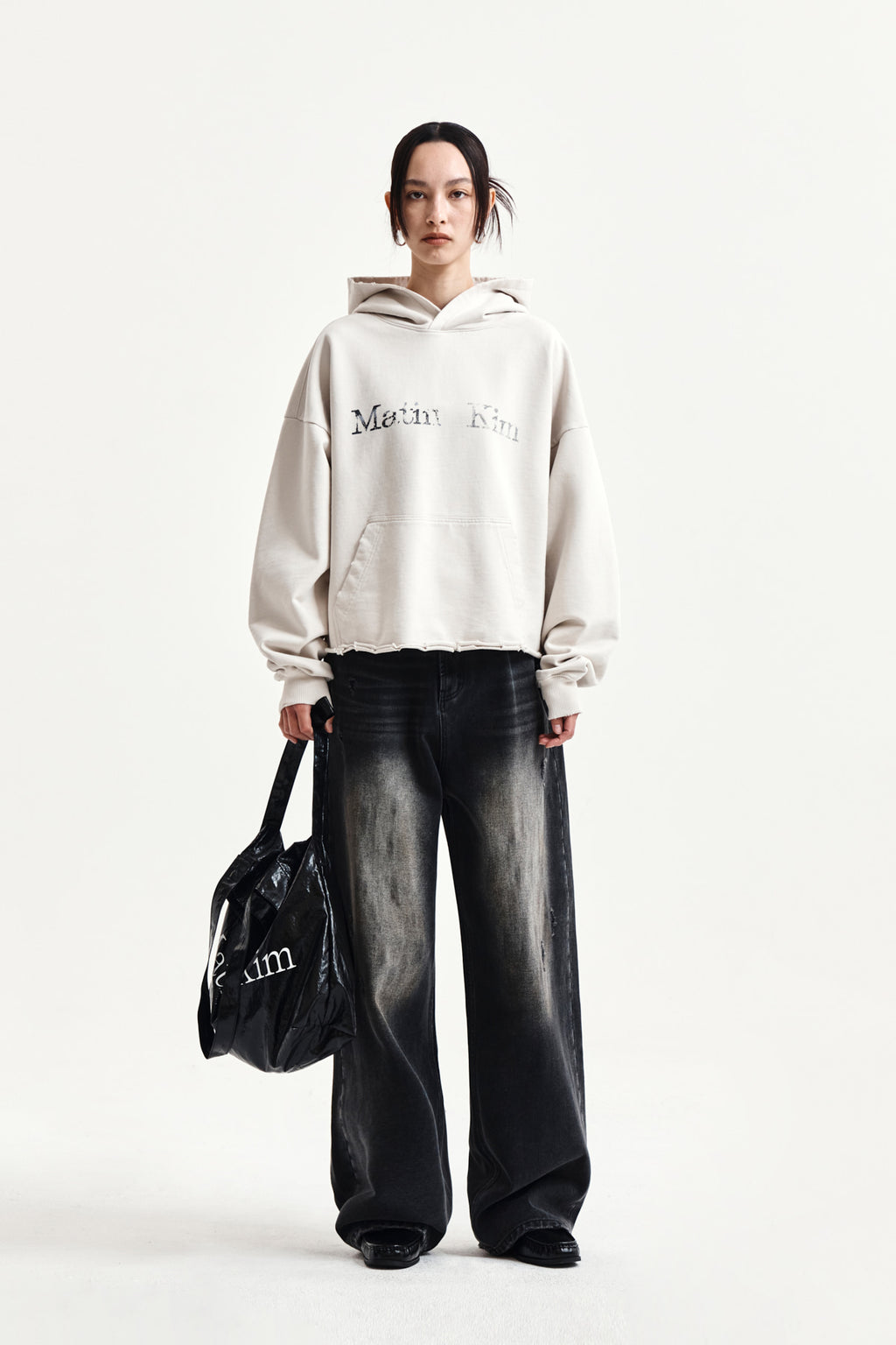 Matin Kim - Raw Edge Hem Sweat Hoody (Light Beige) product image 8 | TRAB K-Fashion Australia