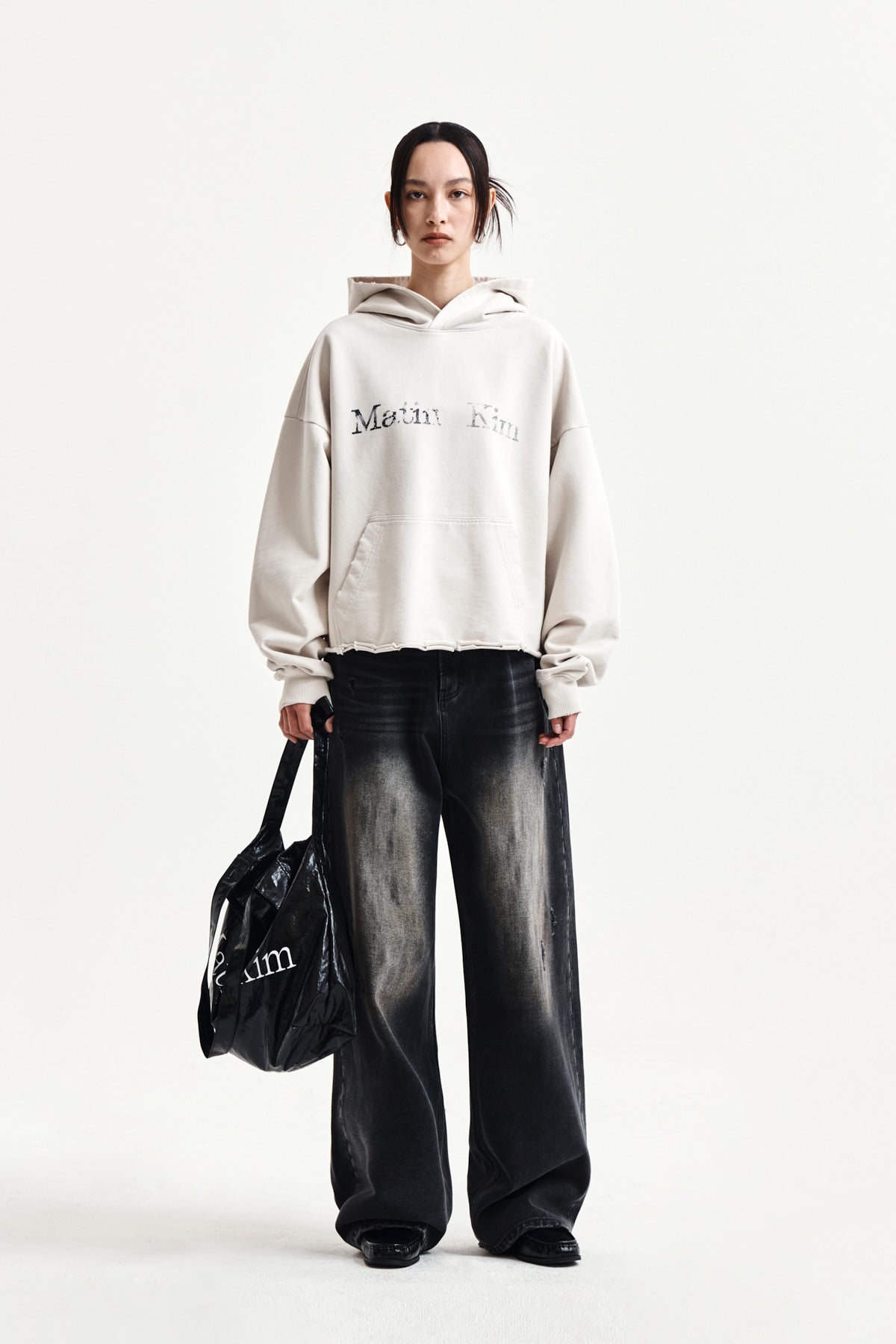 Matin Kim - Raw Edge Hem Sweat Hoody (Light Beige) product image 8 | TRAB K-Fashion Australia